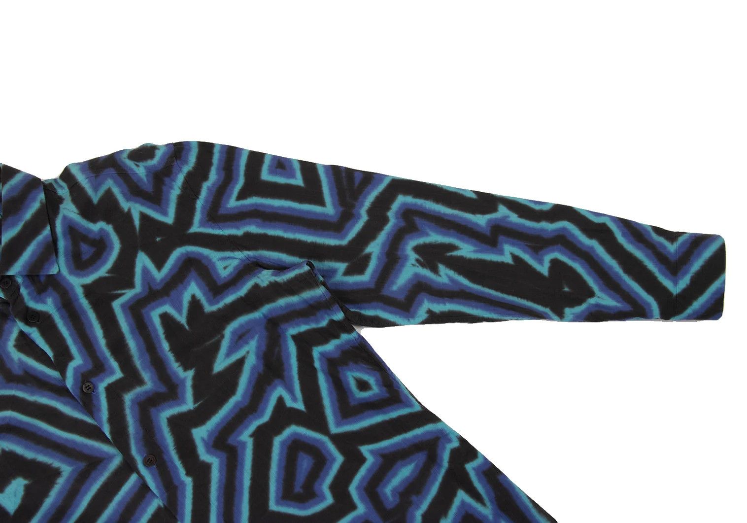 Issey Miyake Psychedelic Line Print Shirt in Blue Aqua Black Size US XL / EU 56 / 4 - 8 Thumbnail