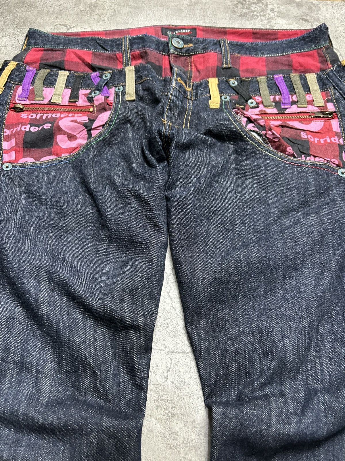 Japanese Brand Sorridere Double Waist Big Logo Denim Jeans Kapital Style Size US 36 / EU 52 - 3 Thumbnail