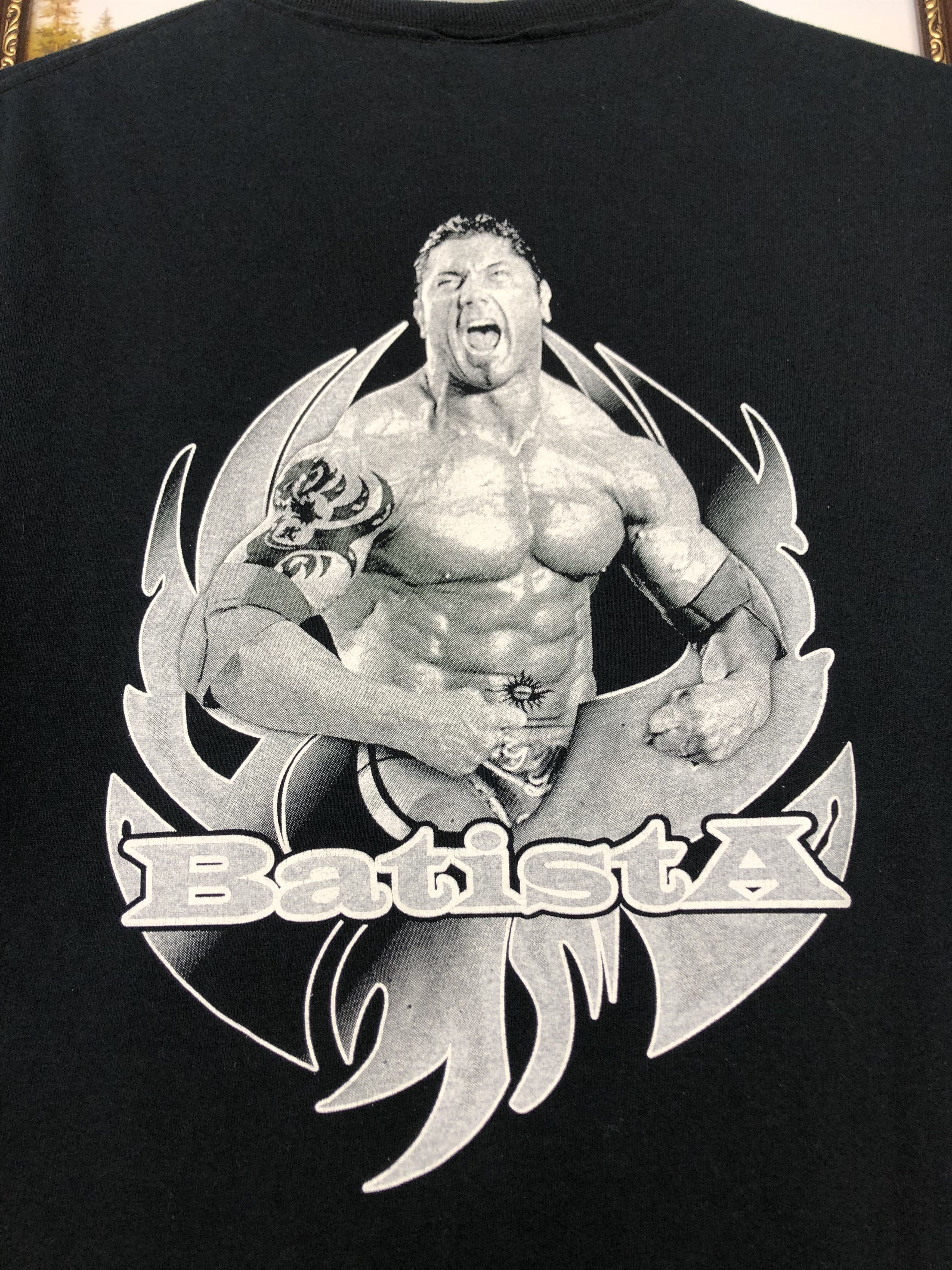 Vintage Vintage 2000's WWE WWF Batista The Animal Black Shirt Tee Size US M / EU 48-50 / 2 - 9 Thumbnail