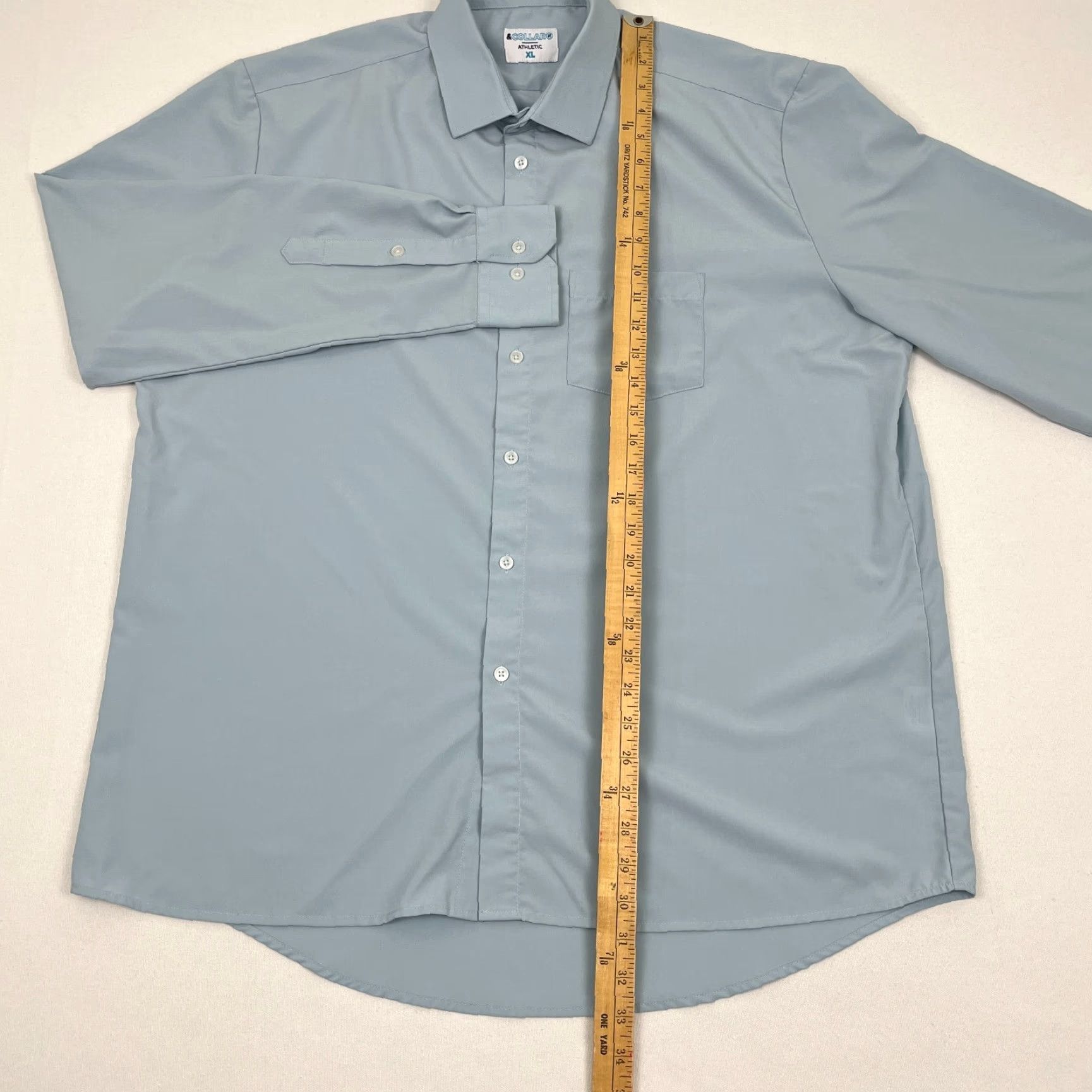 Vintage &Collar Shirt Mens XL Athletic Fit Blue Performance Stretch Button Up Casual Size US XL / EU 56 / 4 - 4 Thumbnail