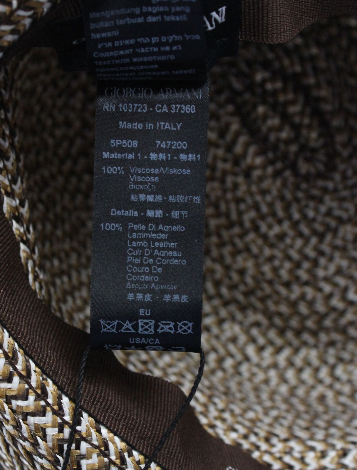 Giorgio Armani GIORGIO ARMANI Hat Mens 58 CM Lamb Leather Details Braided Size ONE SIZE - 11 Thumbnail