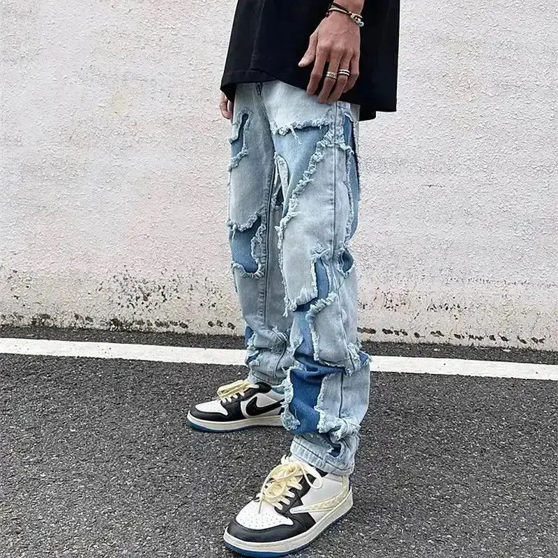 Japanese Brand Grunge Clothes Streetwear Hole Ripped Stacked Jeans Pants Size US 32 / EU 48 - 5 Thumbnail