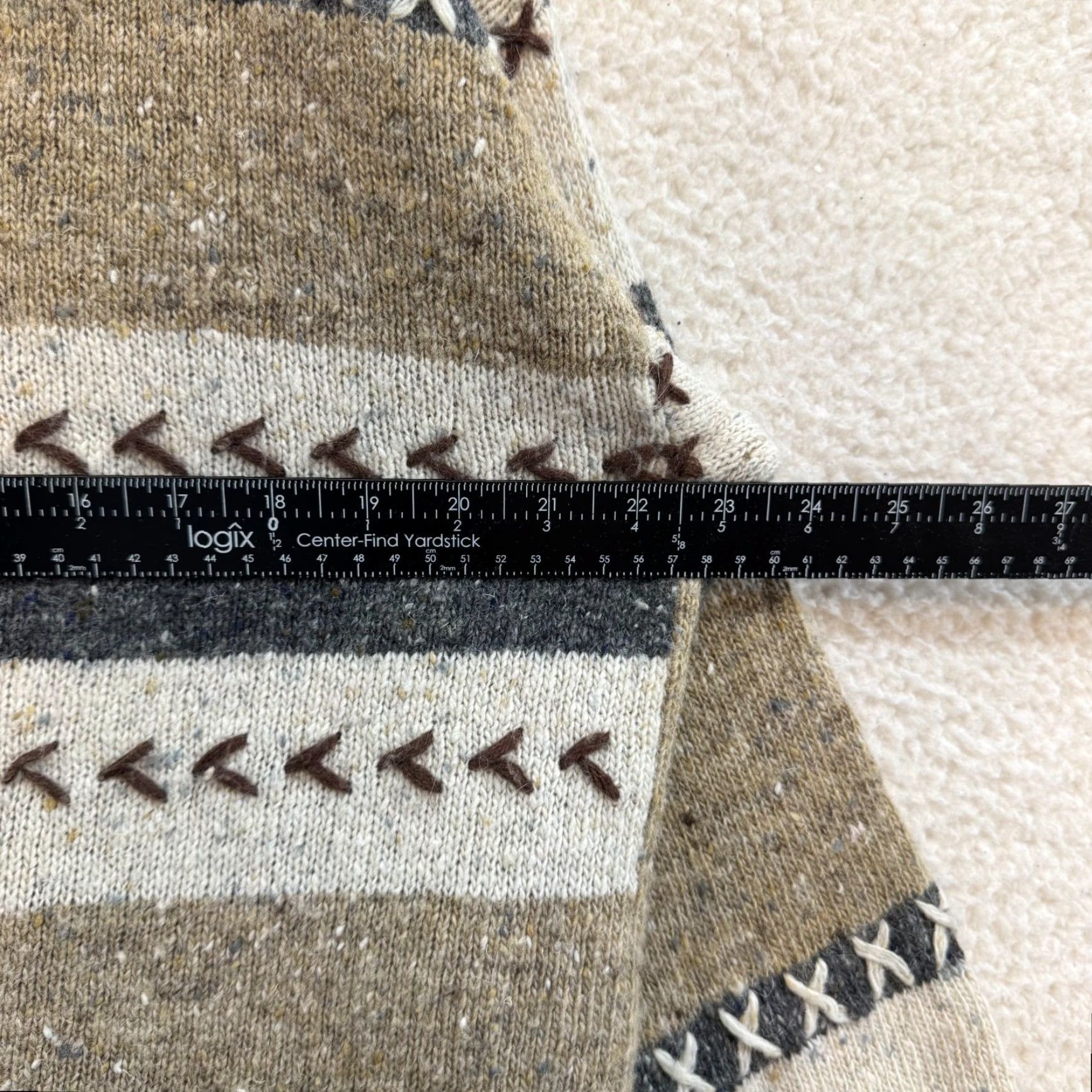 Vintage VINTAGE Sweater Petite Large Tan Turtleneck Rolled Mock Neck Fringe Southwestern Wool Blend Boho 1990s Beige PL Mens? Size L / US 10 / IT 46 - 5 Thumbnail