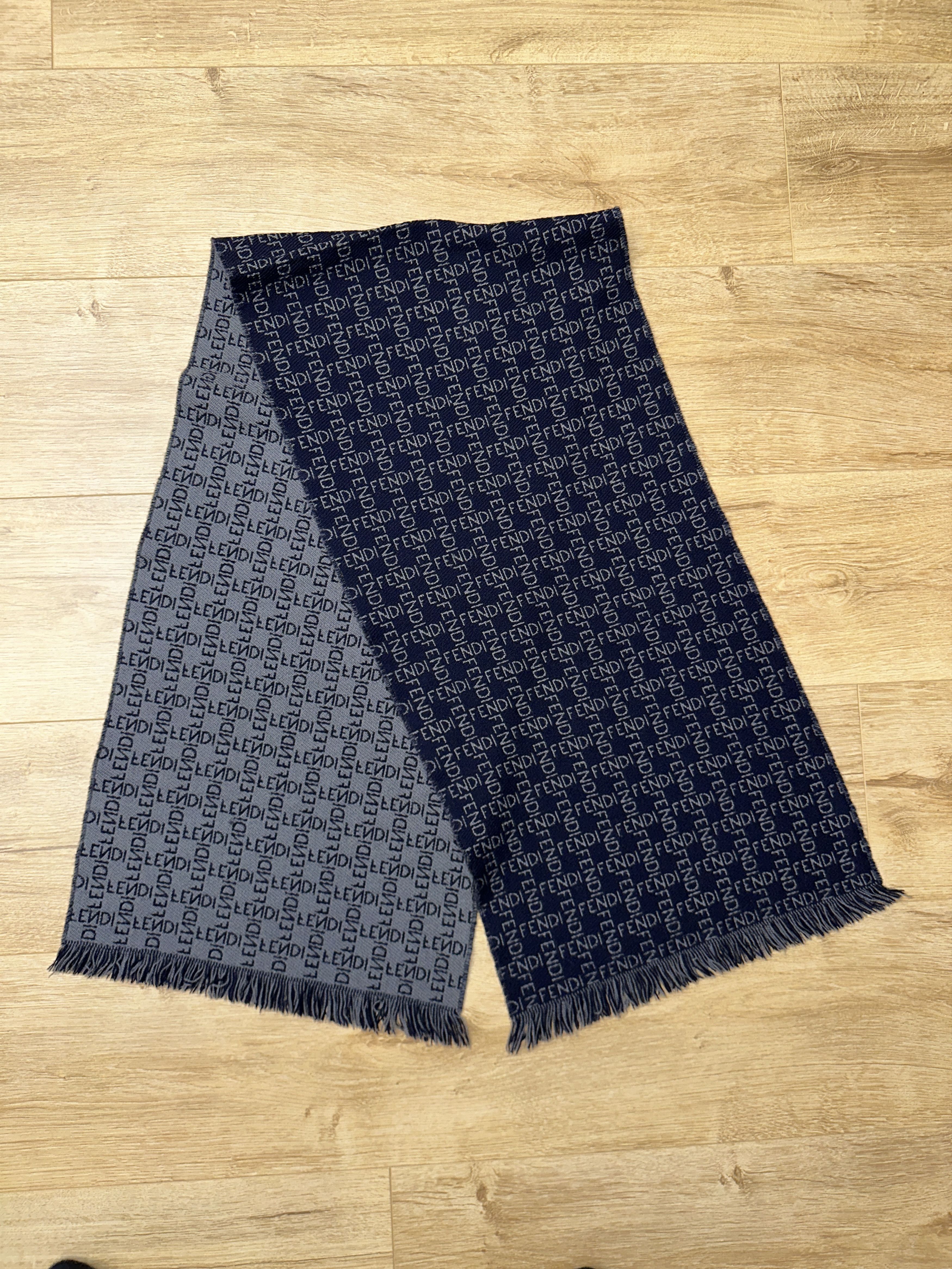 Fendi Rare Fendi Zucca Monogram Wool Scarf Fringed 140x34 Cm Size ONE SIZE - 8 Thumbnail