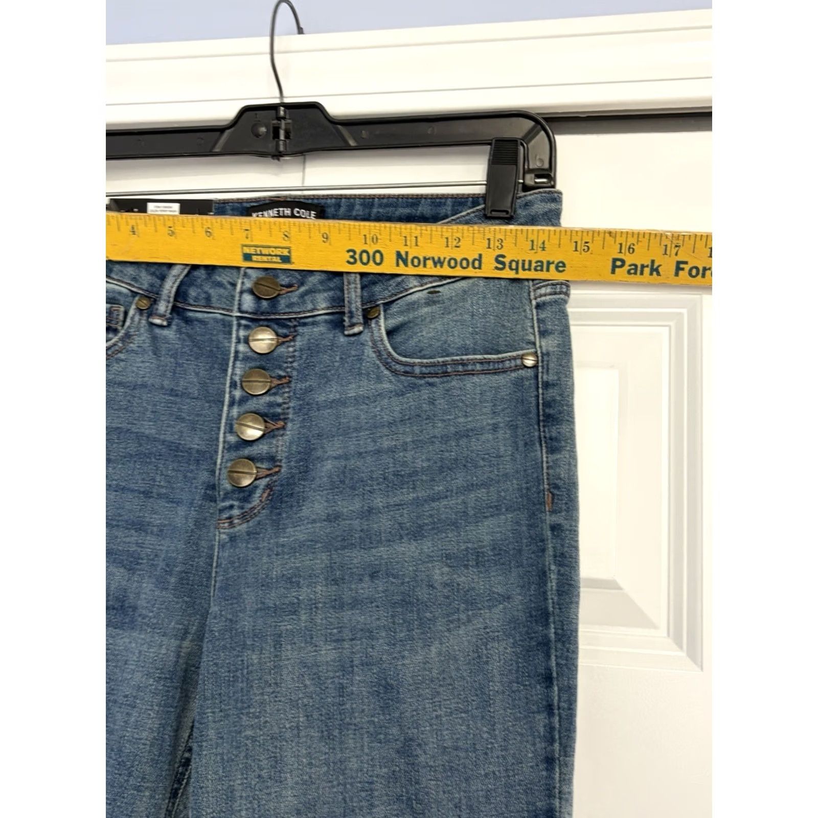 Kenneth Cole Kenneth Cole Jeans Womens Blue Button Fly Mid Rise Raw Hem Straight size 6/27 Size 28" / US 6 / IT 42 - 5 Thumbnail