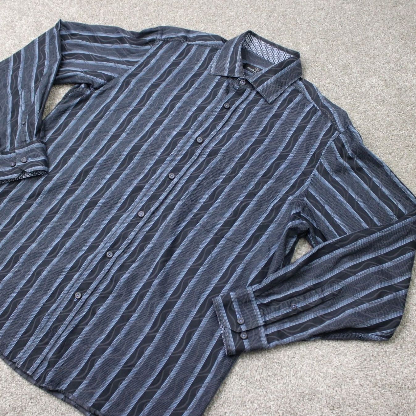 BUGATCHI Bugatchi Uomo Shirt Mens Large Blue Geometric 100% Cotton Long Sleeve Button-Up Vintage? No (adapted) Size US L / EU 52-54 / 3 - 3 Thumbnail