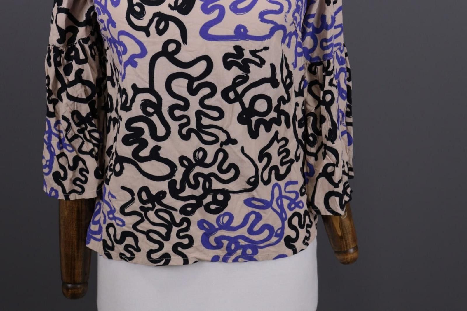 Designer Bitte Kai Rand Beige Abstract Graffiti Crew Sweater Size XS Size XS / US 0-2 / IT 36-38 - 3 Thumbnail