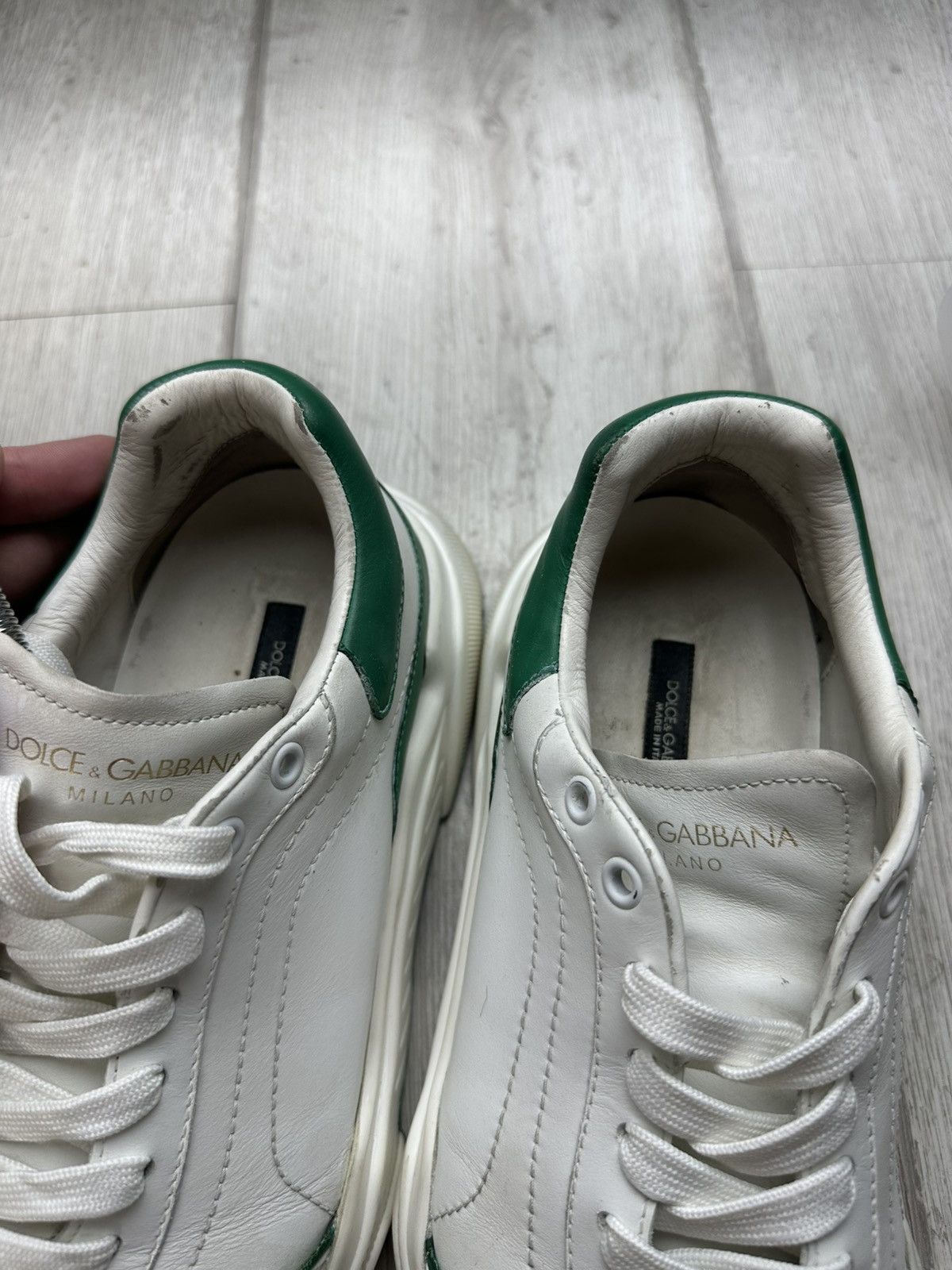 Dolce & Gabbana DOLCE & GABBANA Daymaster Sneakers Mens White/Green Leather Size US 6.5 / EU 39-40 - 9 Thumbnail
