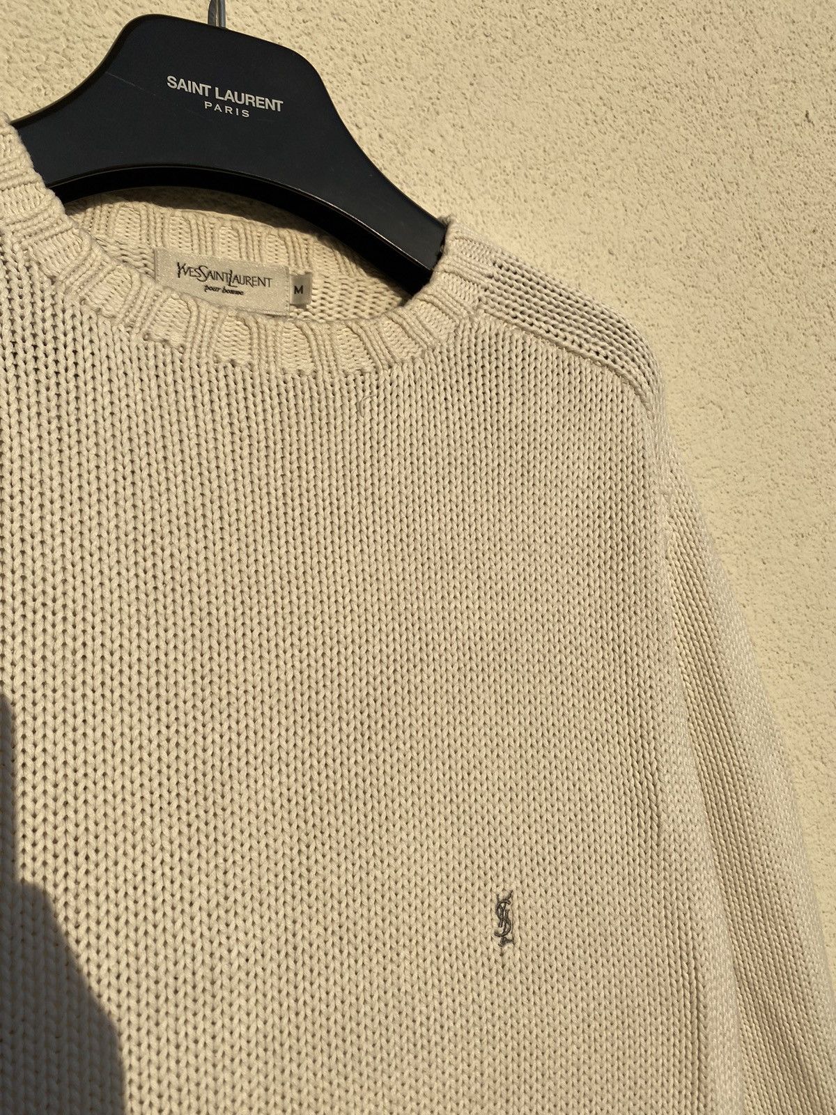 image of Vintage x YVES Saint Laurent Cream YSL Sweater Knit White in Cream/White, Men's (Size Medium)
