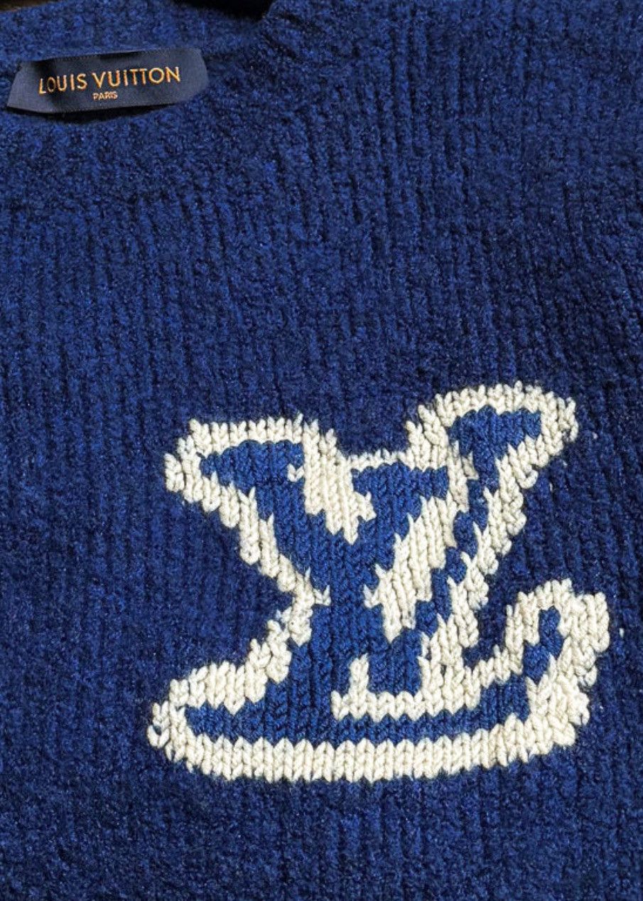 Louis Vuitton Louis Vuitton 2020 Blue Intersia LV Logo Sweater Size US M / EU 48-50 / 2 - 3 Thumbnail