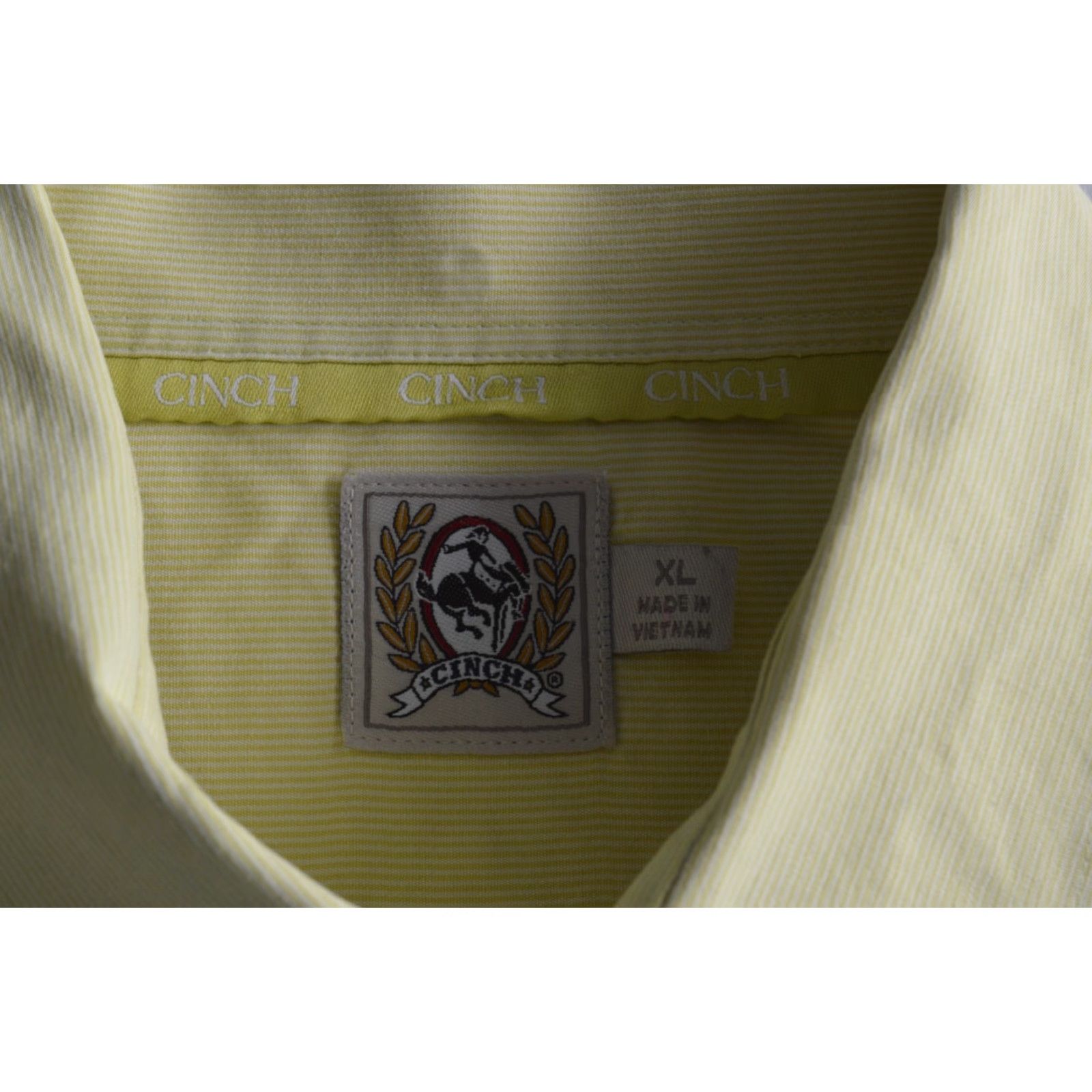 Logo 7 CINCH Shirt Adult XL Yellow Cowboy Western Cotton Crest Logo SS Mens Shirt Size US XL / EU 56 / 4 - 4 Thumbnail