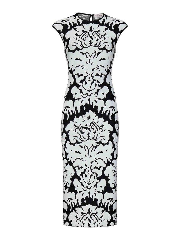 Alexander McQueen o1srvl11e0226 Knee-Length Dress In Black/White Size M / US 6-8 / IT 42-44 - 1 Thumbnail