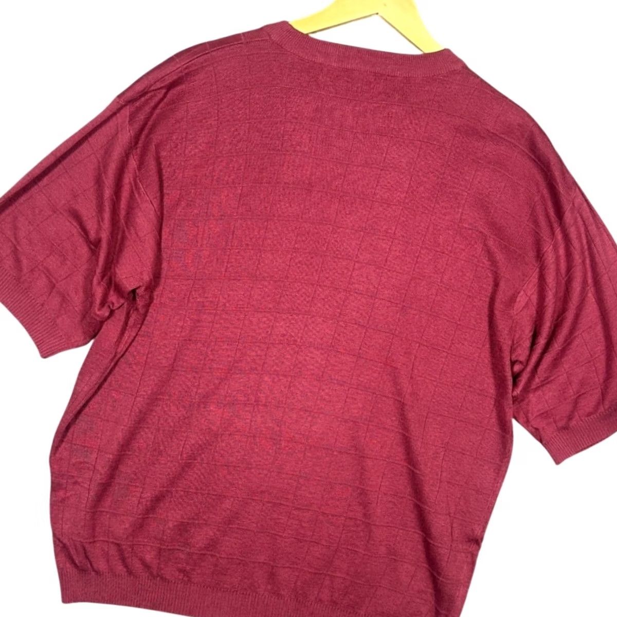 Vintage Irvine Park Mens Burgundy Textured Grid Knit Short Sleeve Sweater XLG Size US XL / EU 56 / 4 - 3 Thumbnail