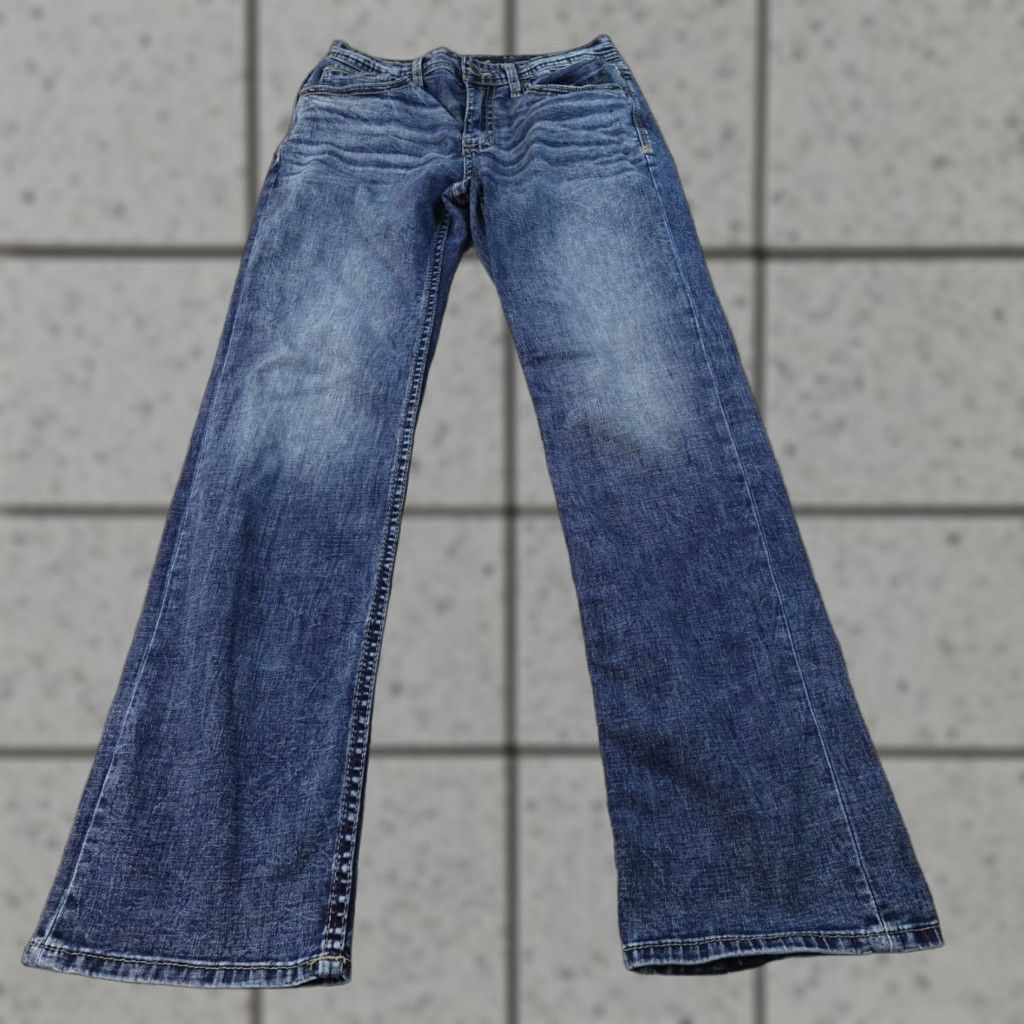 Vintage Buck le BKE Jeans Mens 30X33 Dark Blue Denim Jake Straight Leg Stretch Whiskered Jeans Size US 30 / EU 46 - 1 Thumbnail