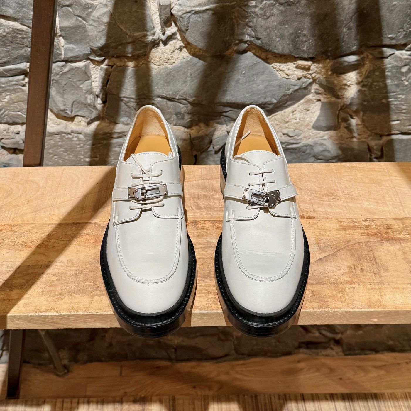 Hermes Hermès White First Derby Kelly Buckle Shoes Size US 9 / IT 39 - 4 Thumbnail