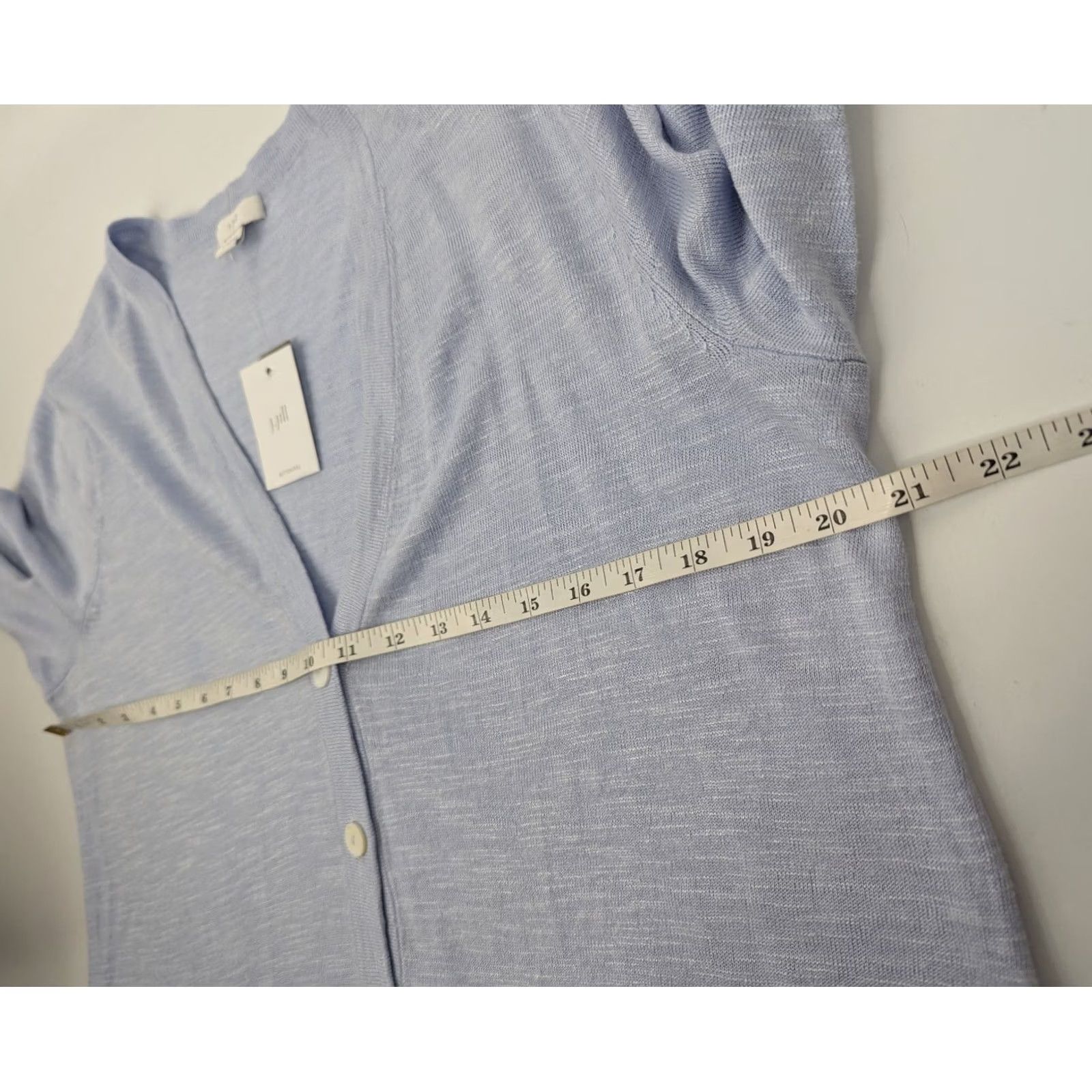 J. Jill NWT J. Jill Linen Blend Short Sleeve V-Neck Cardigan Pockets Pale Blue Size MP Women's Cardigan Linen Blend Size M / US 6-8 / IT 42-44 - 7 Thumbnail
