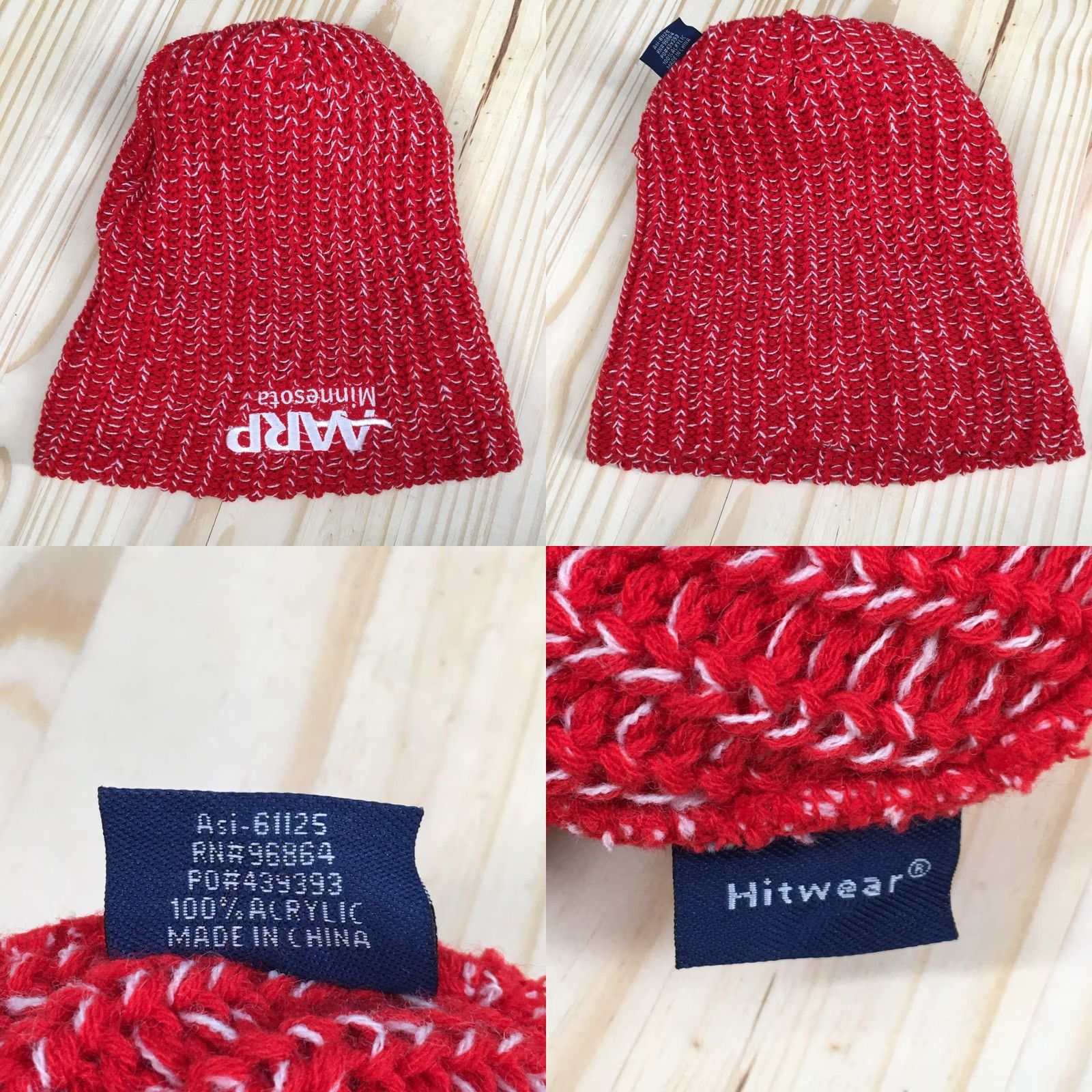 Vintage Womens Red Knitted Beanie Hat One Size AARP Minnesota Winter Pompom Cuffed Size ONE SIZE - 8 Thumbnail
