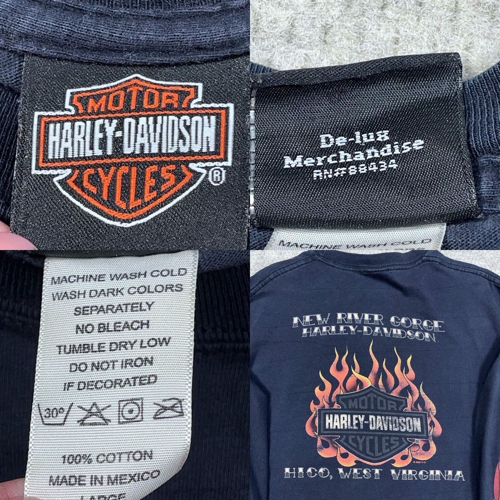 Harley Davidson Harley-Davidson Shirt Mens Large Black Graphic Print Vintage 90s Tattoo Logo Long Sleeve Crew Neck Fires Flames Biker USA Size US L / EU 52-54 / 3 - 8 Thumbnail