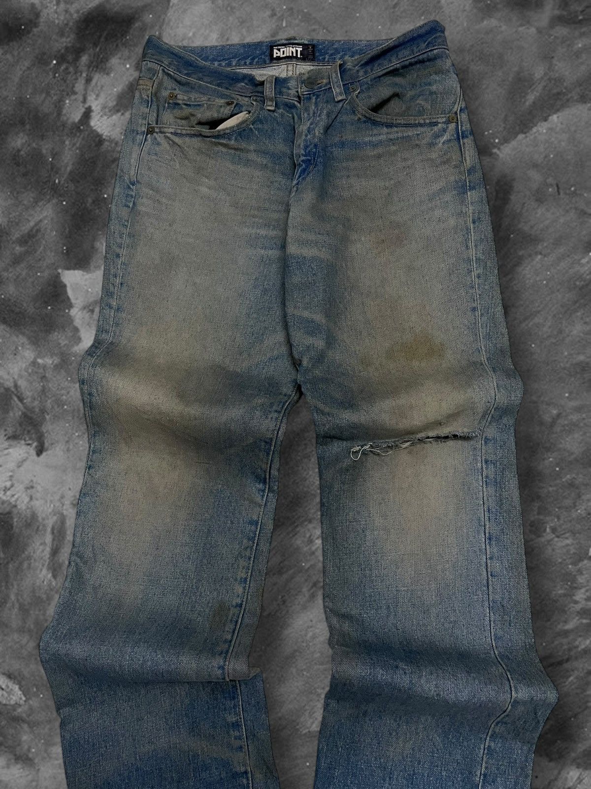 Japanese Brand Vintage 1990s Japan Designer POINT War Control Mudwash Denim Size US 29 - 4 Thumbnail