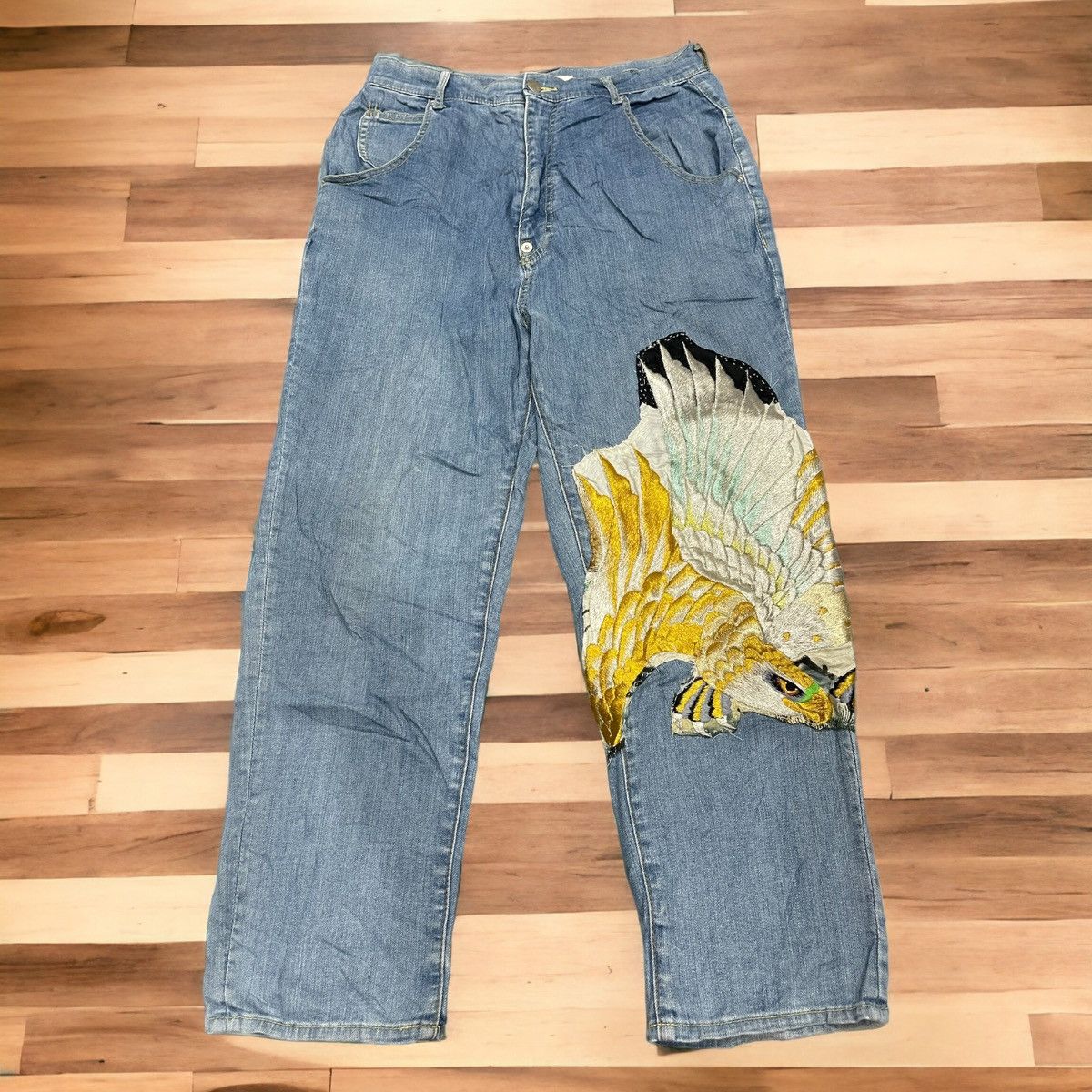 Issey Miyake × Ne-Net Ne-Net by Issey Miyake Hybrid Patchwork Bird Cropped Jeans Size US 30 / EU 46 - 1 Thumbnail