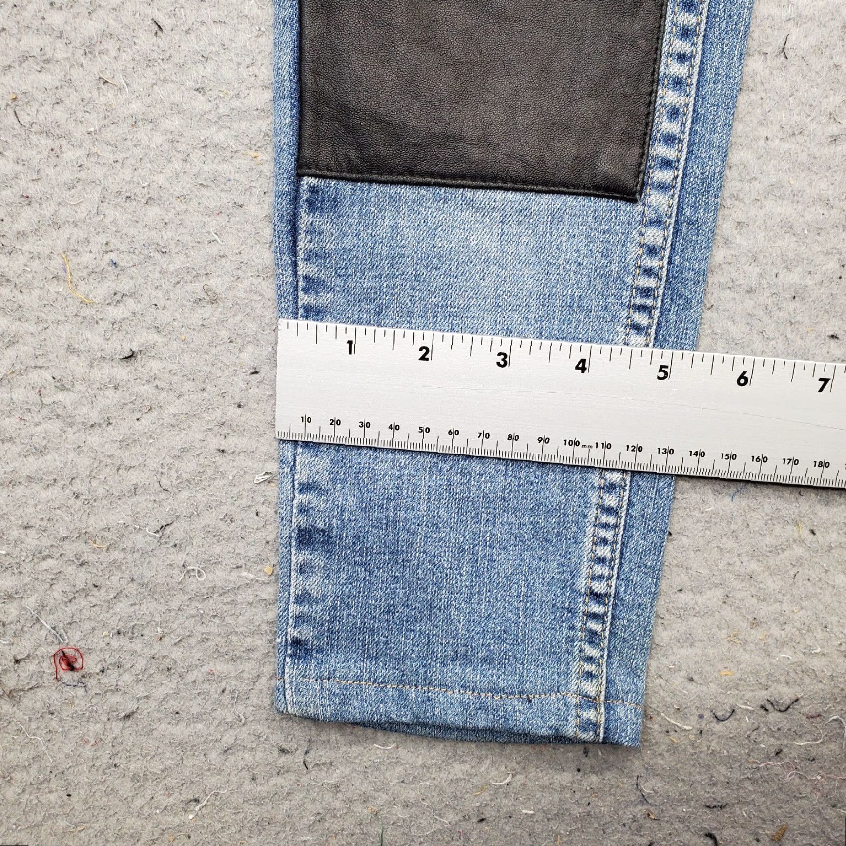 Vintage Ay Not Dead Jeans Womens 24 Blue Denim Leather Knee Patches Skinny Streetwear Womens Size 24 Jeans Size 42" / US 20 - 5 Thumbnail