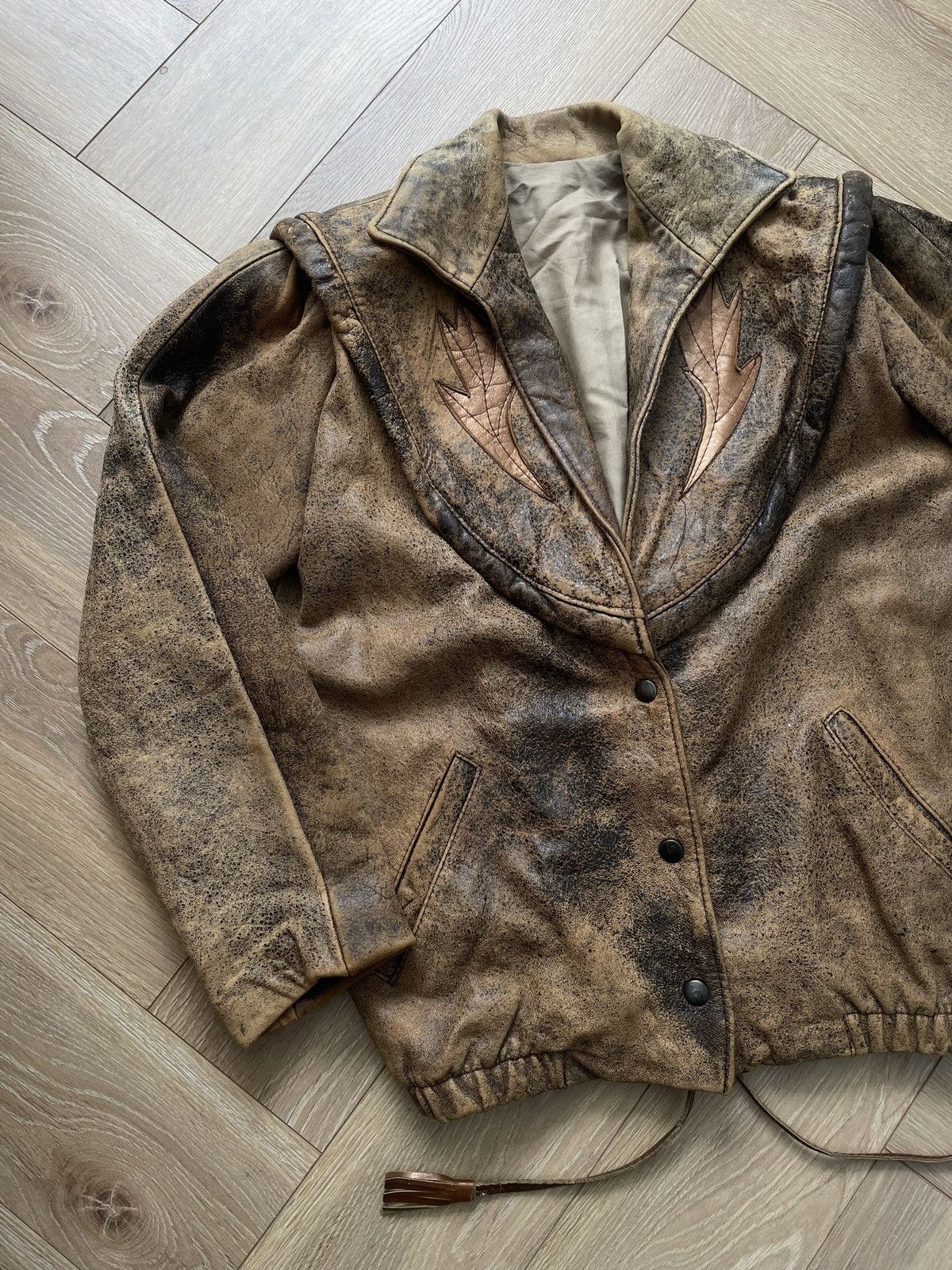 Vintage Washed Brown Retro 90s Genuine Real Leater Bomber Punk Rock Size US M / EU 48-50 / 2 - 3 Thumbnail