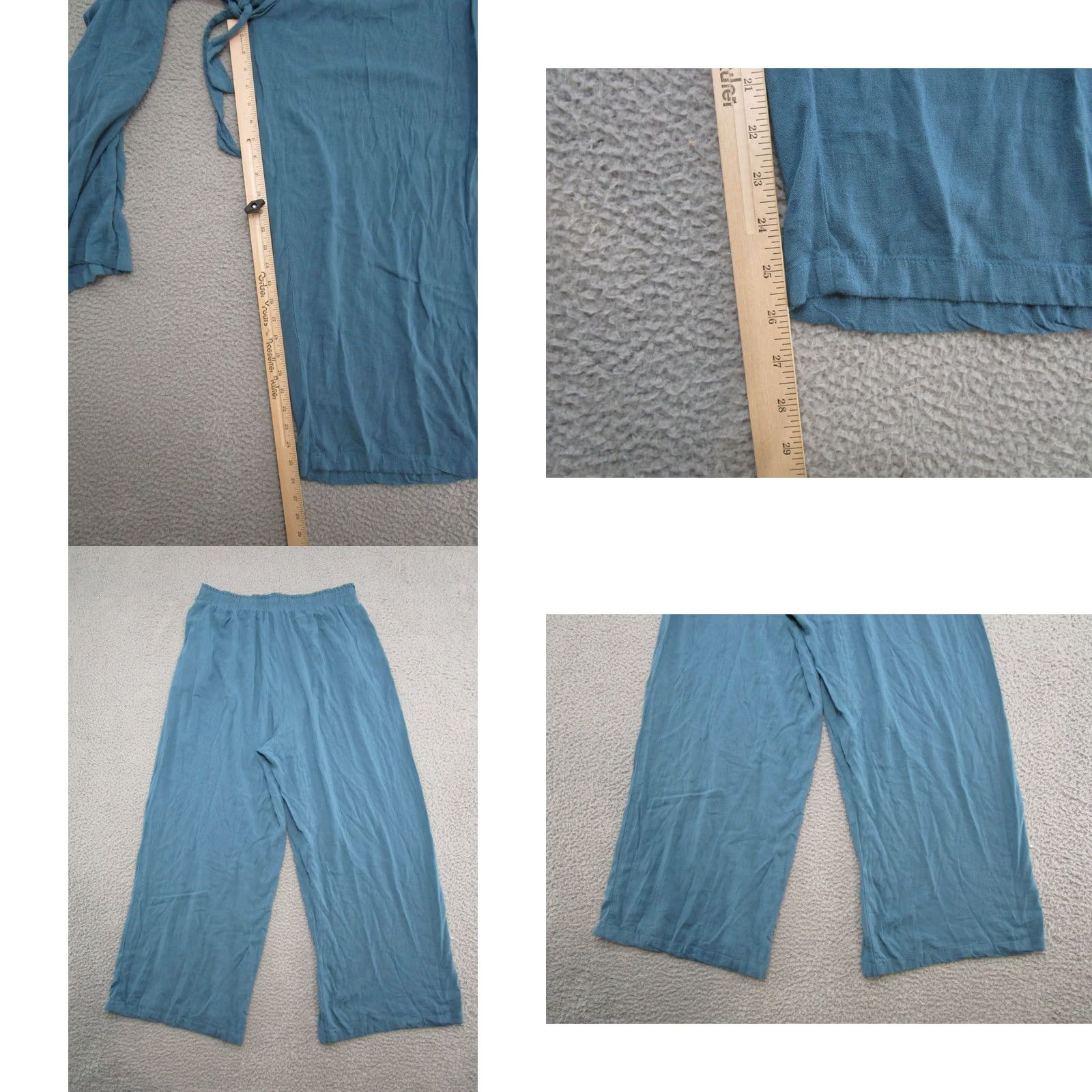 Vintage LuLaRoe Blue Belted Wide Leg Pants Elastic Waist Size Large Beach Lounge Womens Pants Size 36" / US 14 / IT 50 - 8 Thumbnail