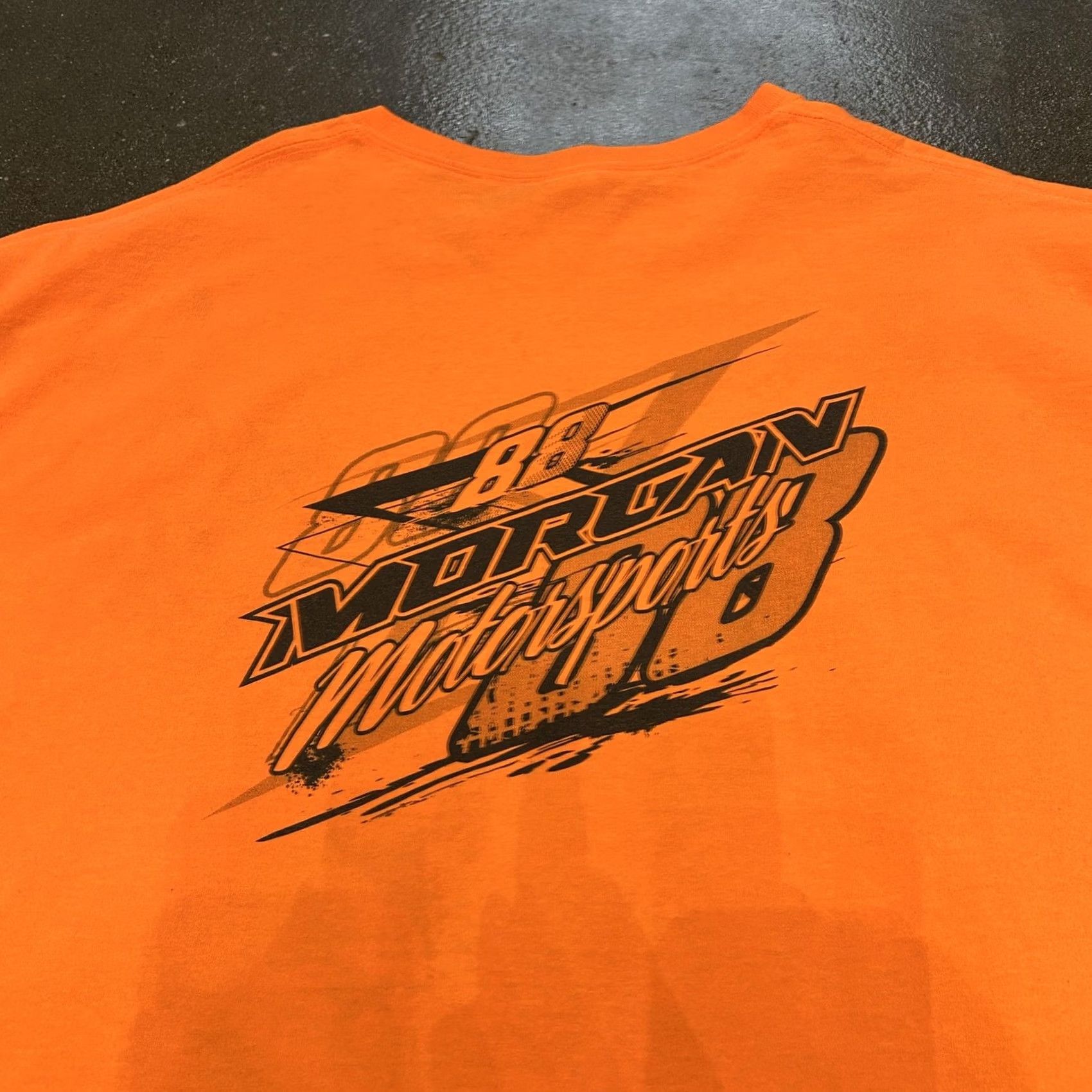 Gildan Morgan Motorsports Shirt Mens 3XL Orange T-Shirt Graphic Print Racing Car Tee Crew Neck Short Sleeve Cotton Gildan Ultra Cotton Size US XXL / EU 58 / 5 - 6 Thumbnail