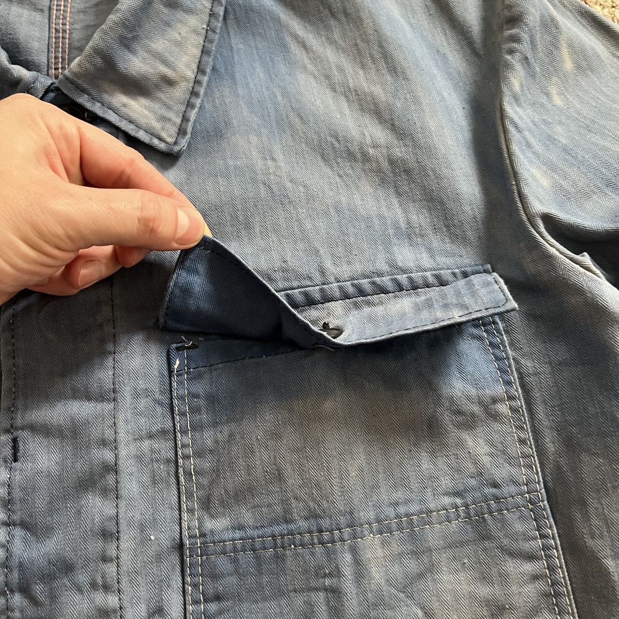Vintage German sun faded washed works chore herringbone jacket Size US L / EU 52-54 / 3 - 9 Thumbnail