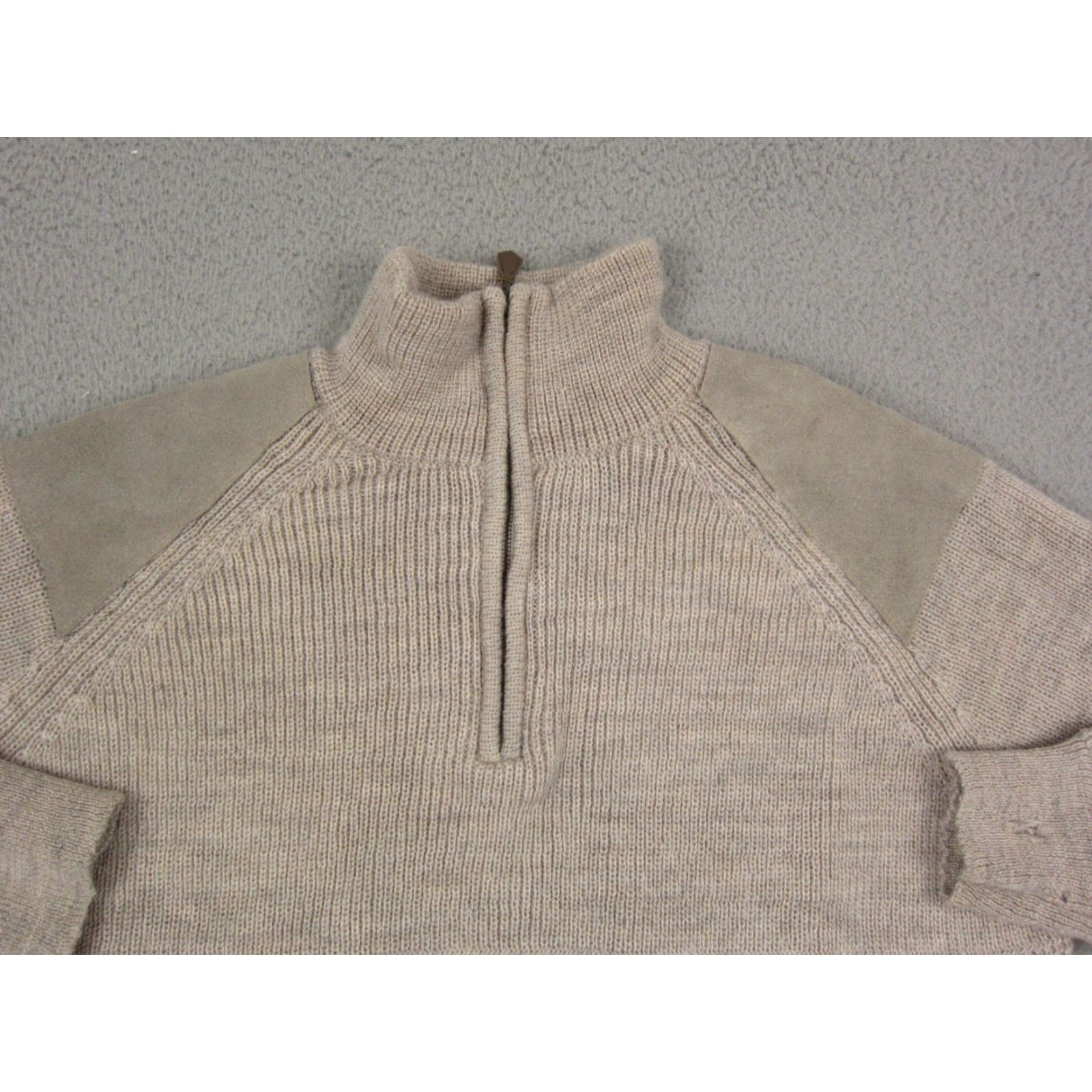 Vintage Woolovers Mens Sweater XL Brown 1/4 Zip Mock Neck Knit Wool Regular Pullover Size US XL / EU 56 / 4 - 2 Thumbnail