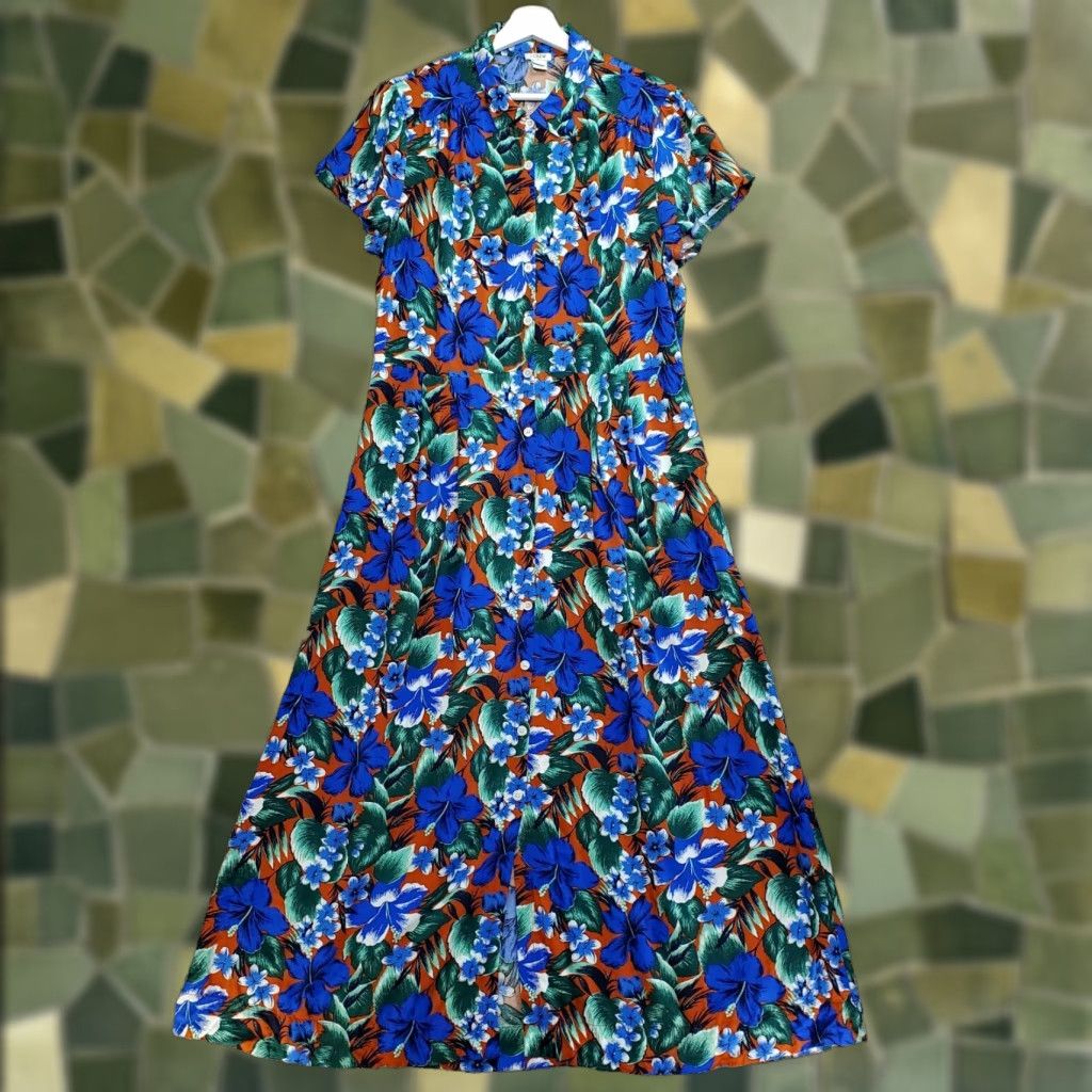 J.Crew J.CREW Maxi Dress Women Large Blue Floral Boho Shirt Casual Summer |  Grailed