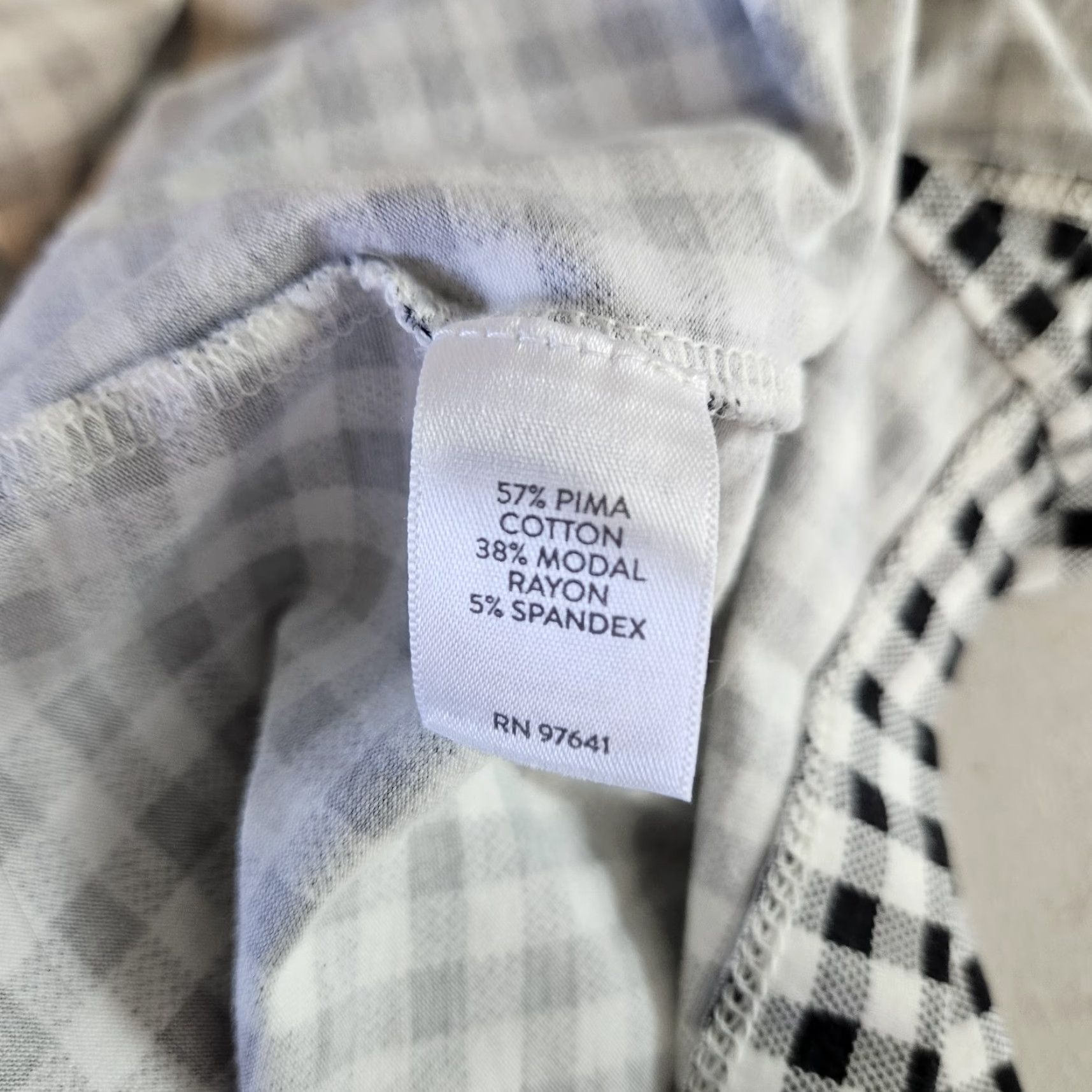 J. Jill J Jill Women’s Top XS Black White Gingham 3/4 Sleeve V-Neck Cotton Blend Blouse Mens? Size XS / US 0-2 / IT 36-38 - 4 Thumbnail