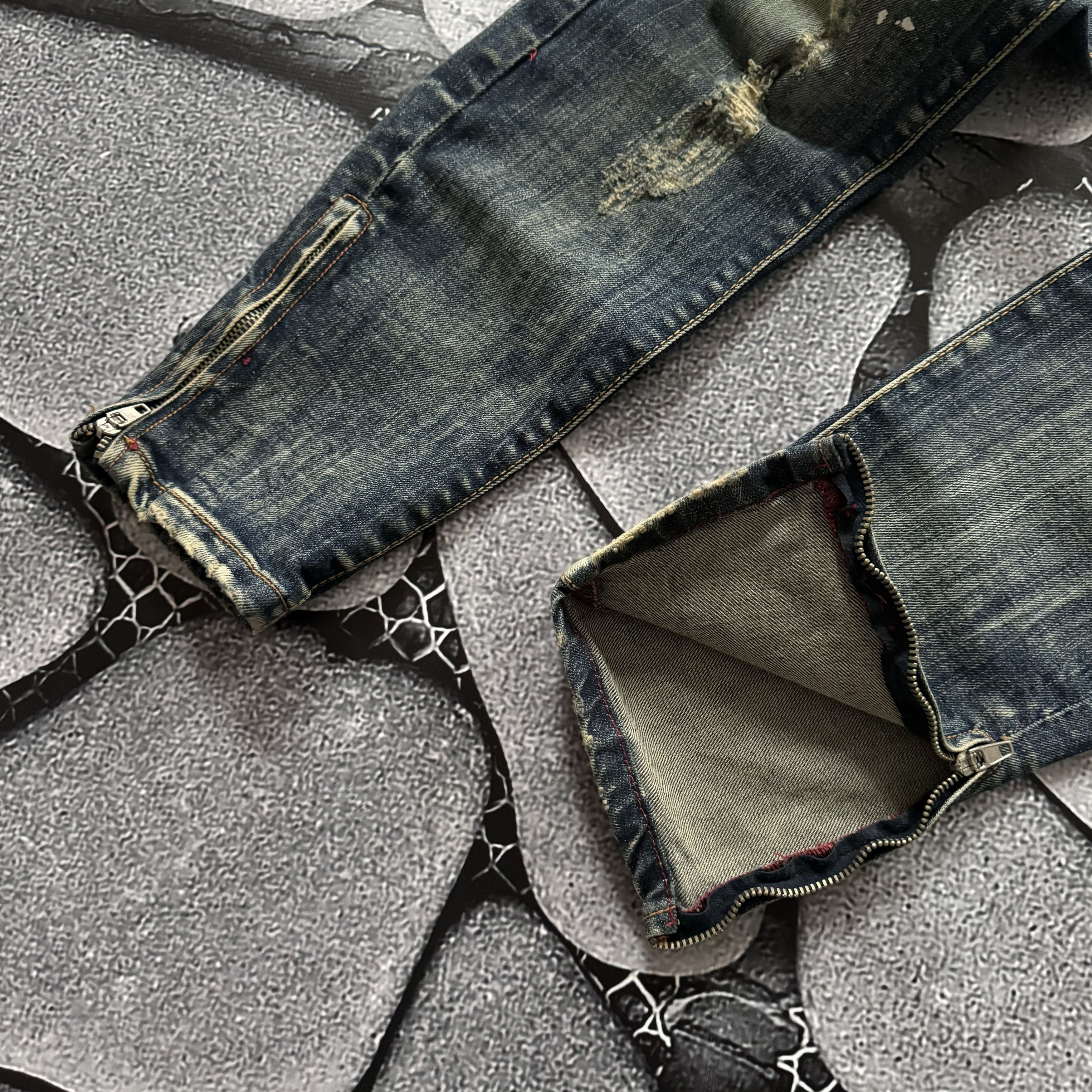 Vintage EX-J VINTAGE DISTRESSED FADED TRASHED JEANS AVANT GARDE Y2K Size 32" / US 10 / IT 46 - 7 Thumbnail