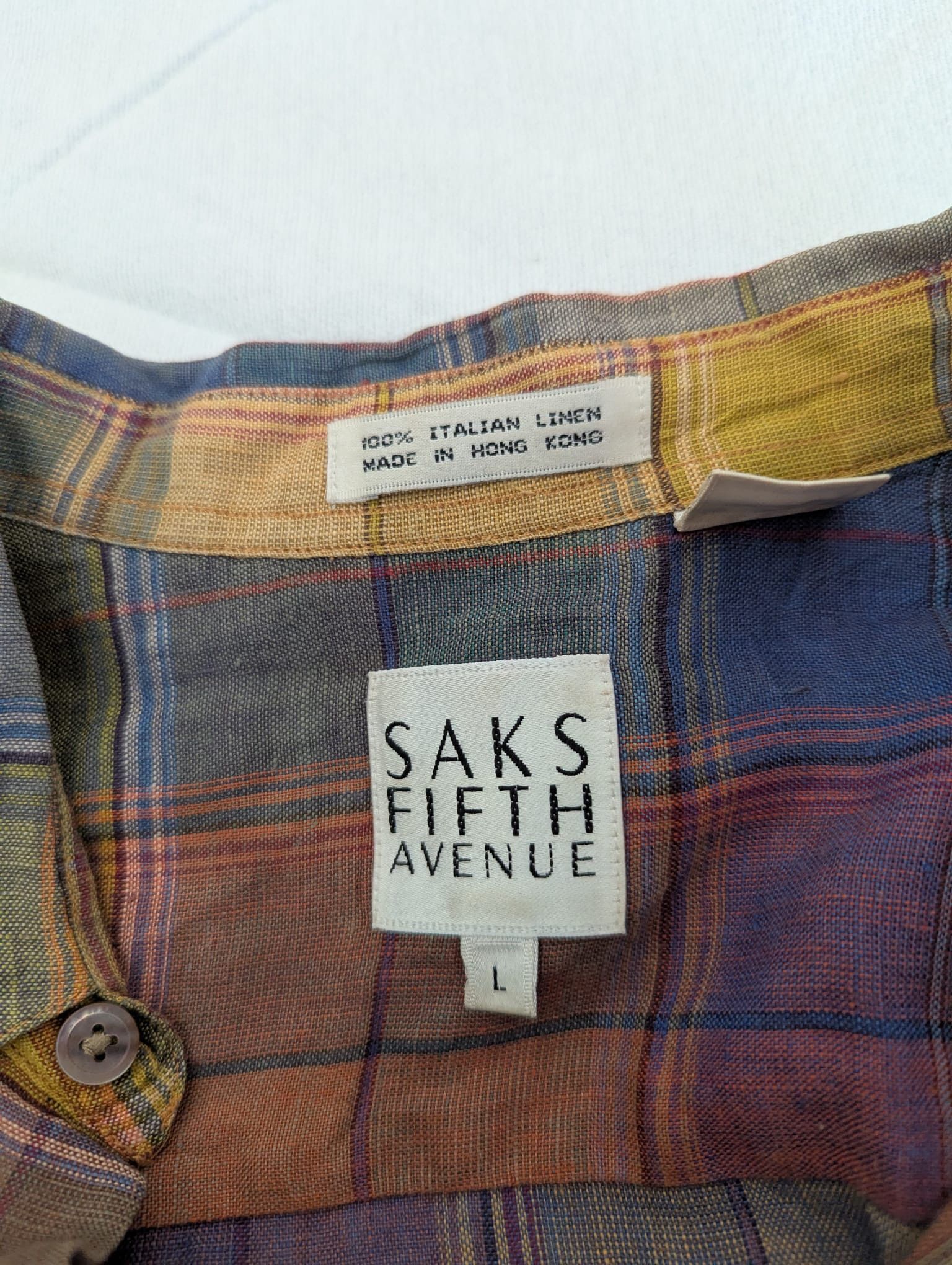 Saks Fifth Avenue 100% linen mix color shirt Size US L / EU 52-54 / 3 - 3 Thumbnail