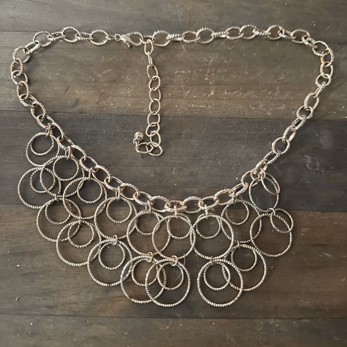 Other Gold tone hammered rings dangle necklace Size ONE SIZE - 2 Thumbnail
