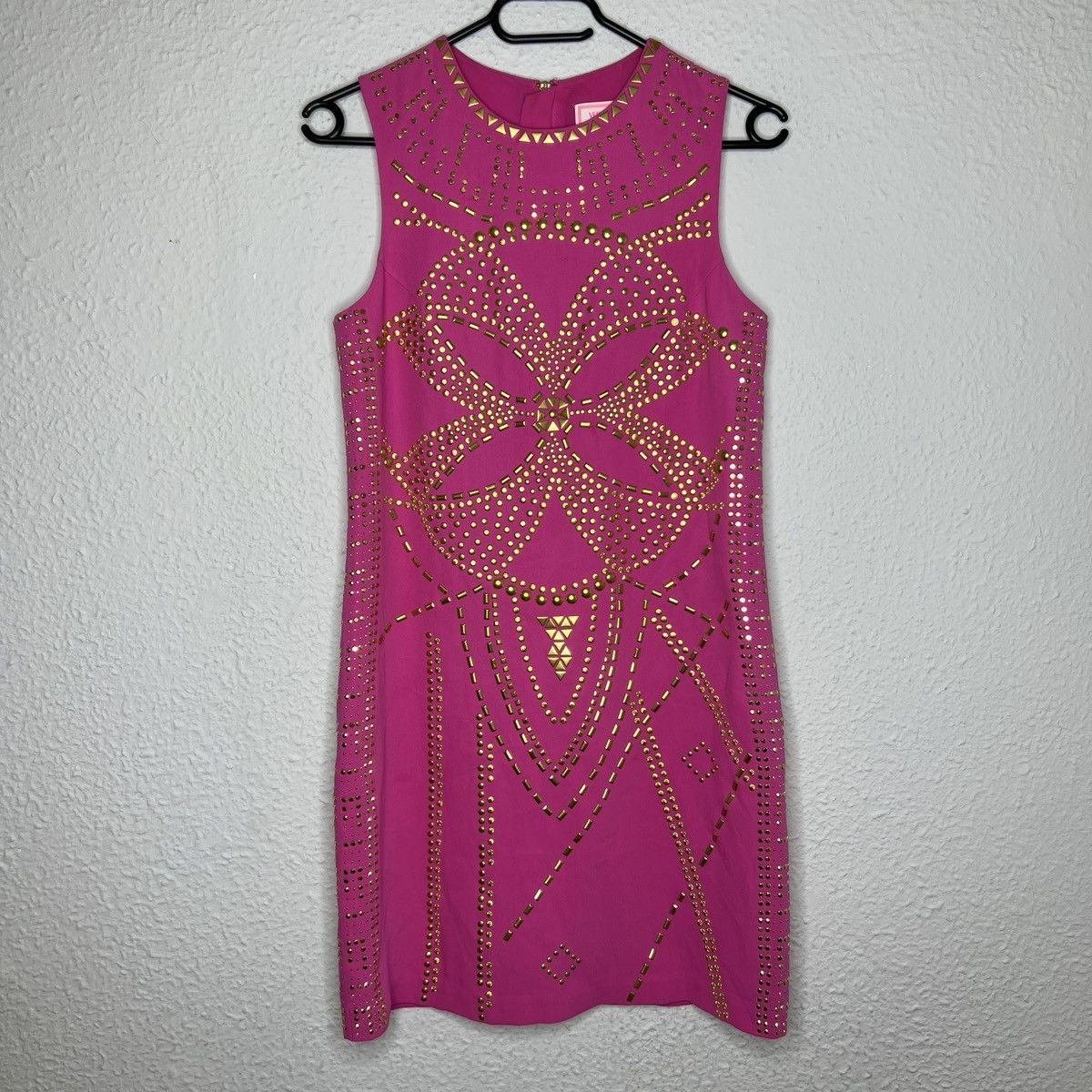 Versace Versace Pink Mini Dress Gold Beads Frontrow Floral Pattern Size S / US 4 / IT 40 - 1 Thumbnail
