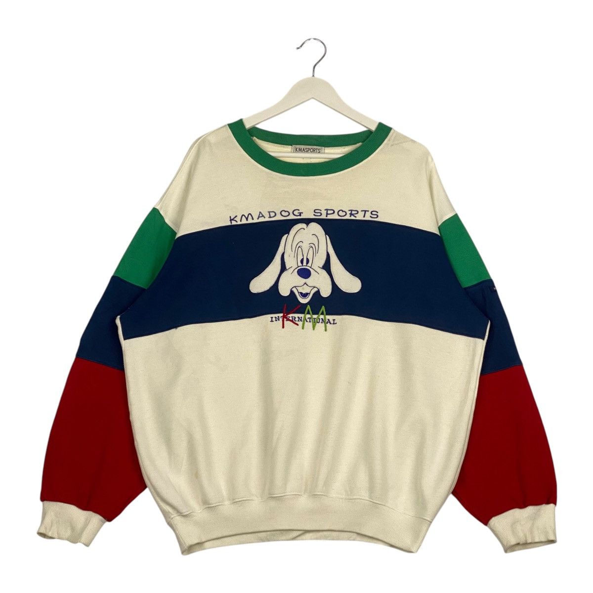 Designer × Vintage Vintage Kma Sports Crewneck Sweatshirt White/Navy Blue Size US L / EU 52-54 / 3 - 1 Thumbnail