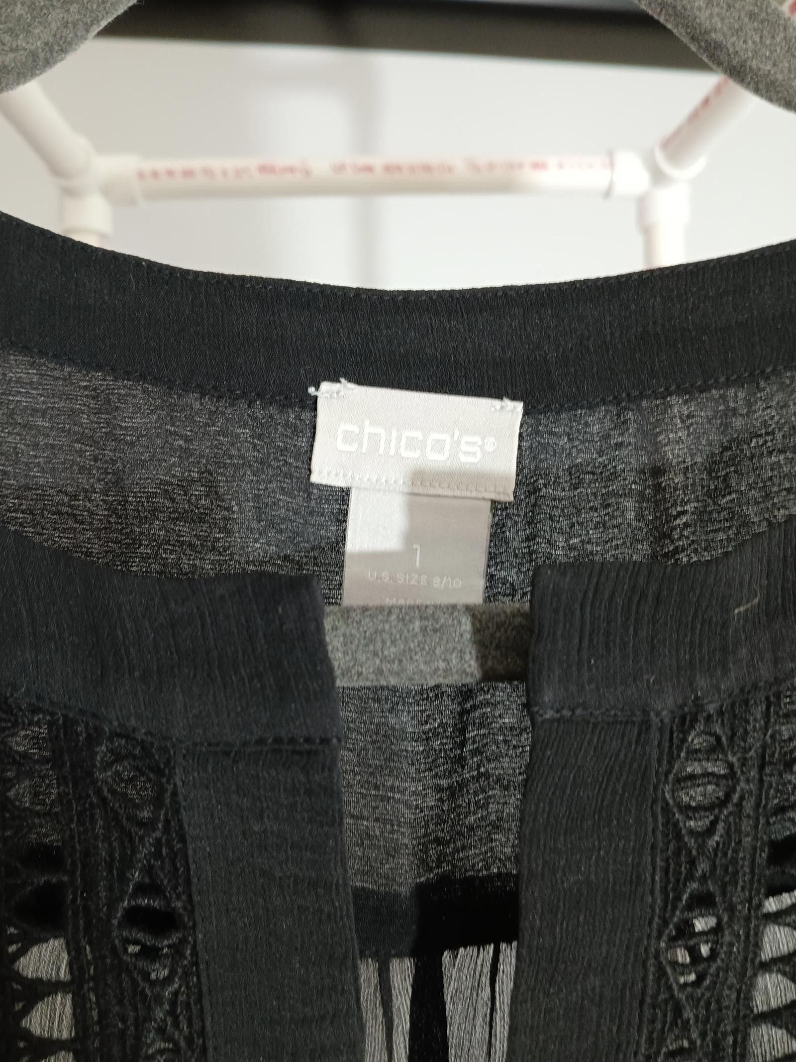 Chicos Chico's Black Sheer Lattice Blouse – Size 1 Size ONE SIZE - 2 Thumbnail