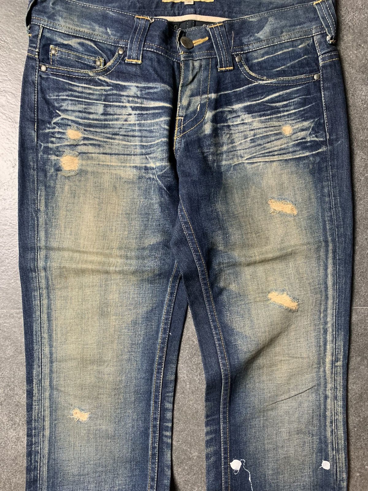 If Six Was Nine 2000s Varosh Studded Statement Mud Wash Flared Jeans Size US 32 / EU 48 - 7 Thumbnail