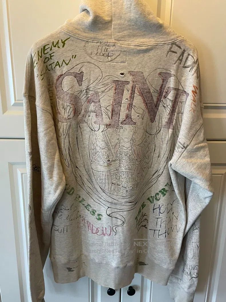 Saint Michael Saint Michael Jesus hand-painted graffiti hoodie off-white Size US M / EU 48-50 / 2 - 4 Thumbnail
