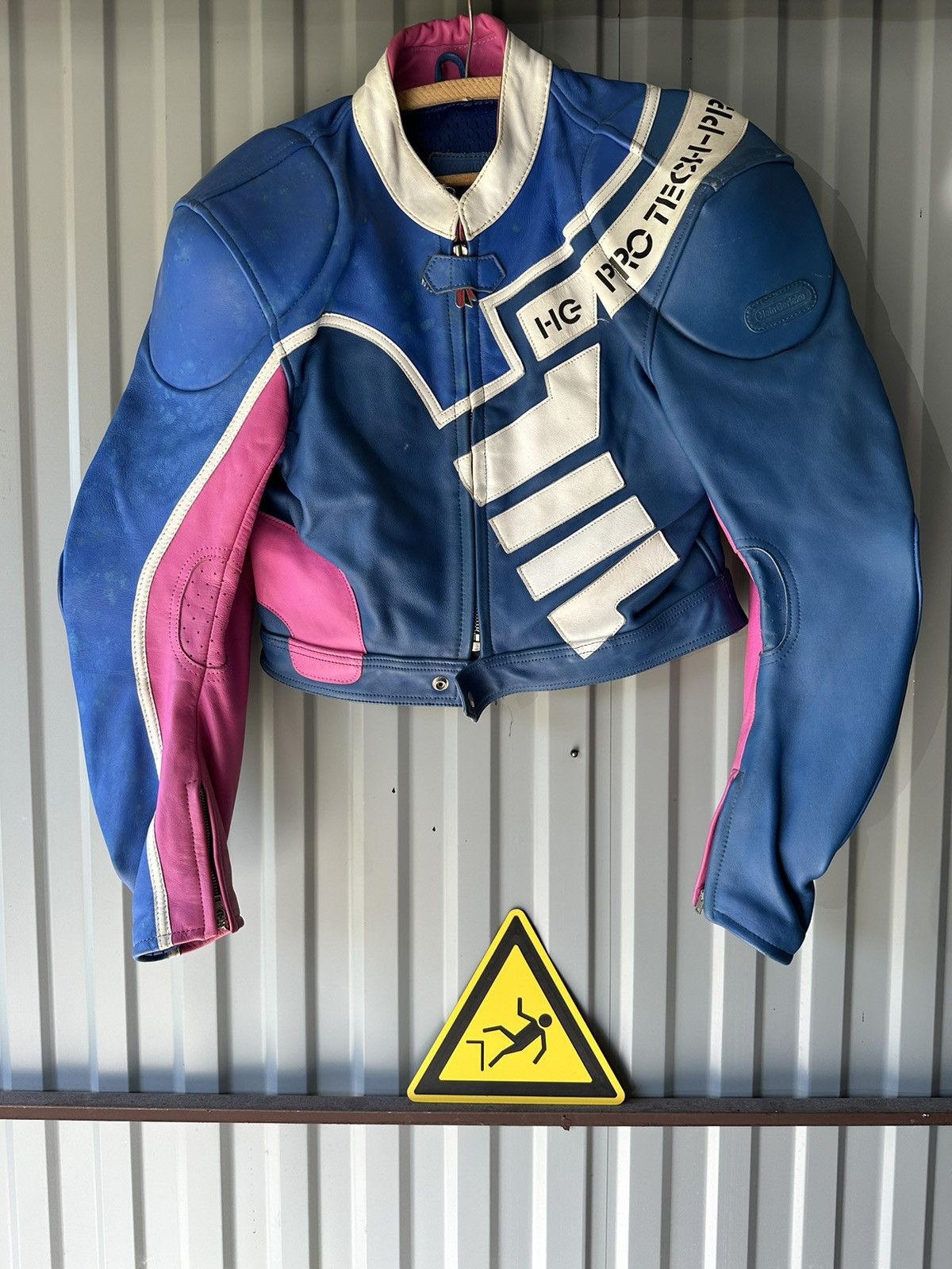 image of Leather Jacket x Racing Vintage Genuine Leather High Quality Racing Jacket Hype, Men's (Size Small)