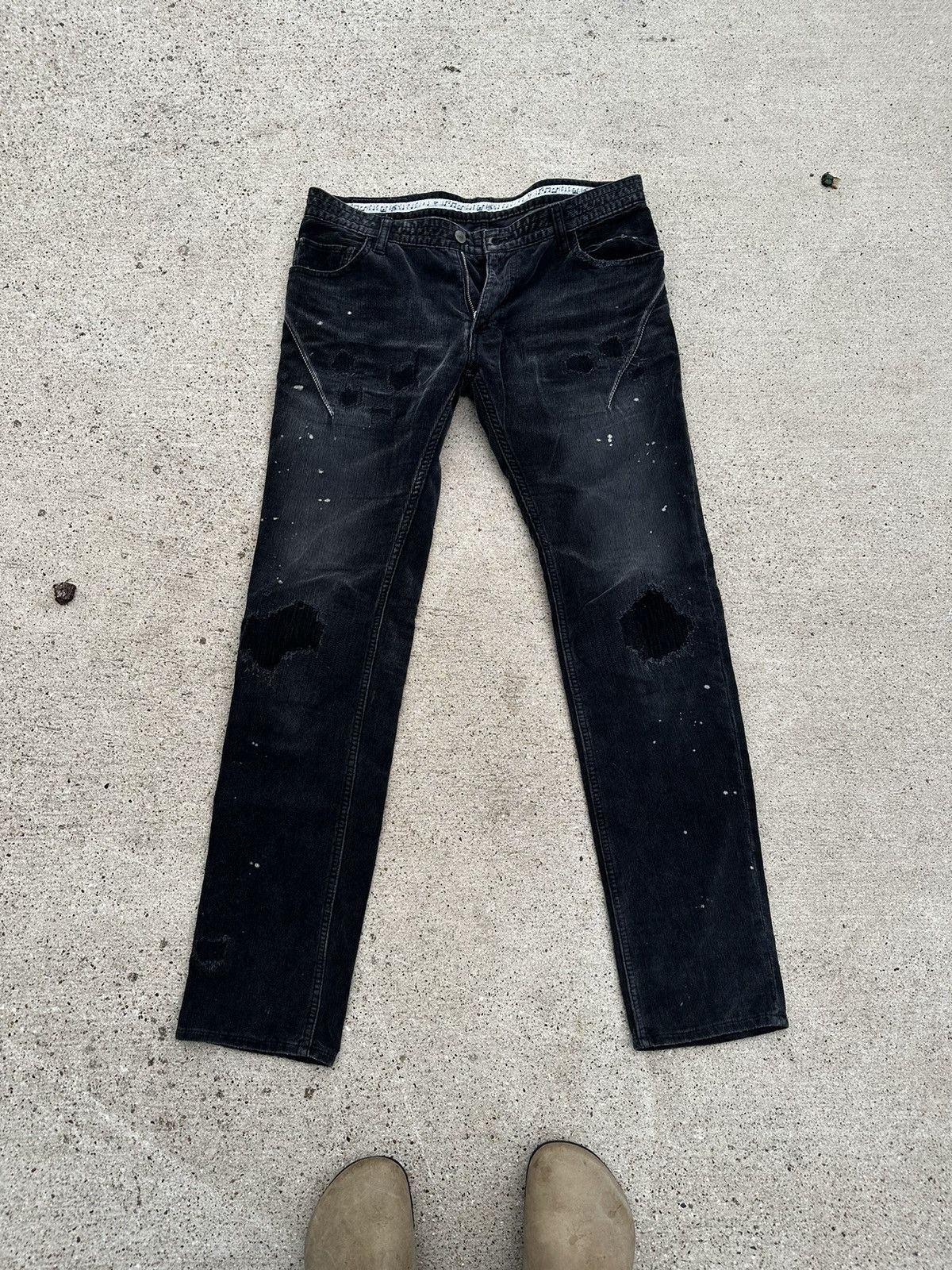 image of Number N Ine Number Nine Corduroy Patchwork Jeans in Black, Men's (Size 31)