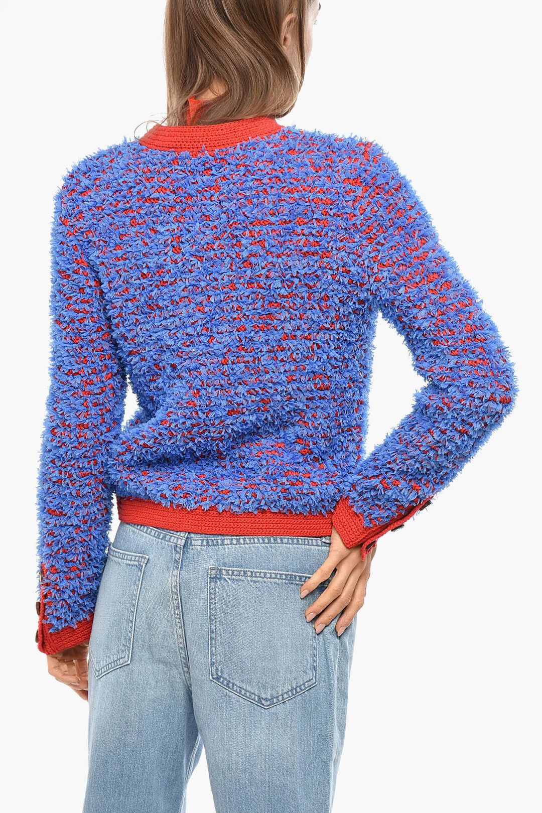 Tory Burch og1mm0426 Tweed Wool Cardigan in Light Blue Size XS / US 0-2 / IT 36-38 - 3 Thumbnail