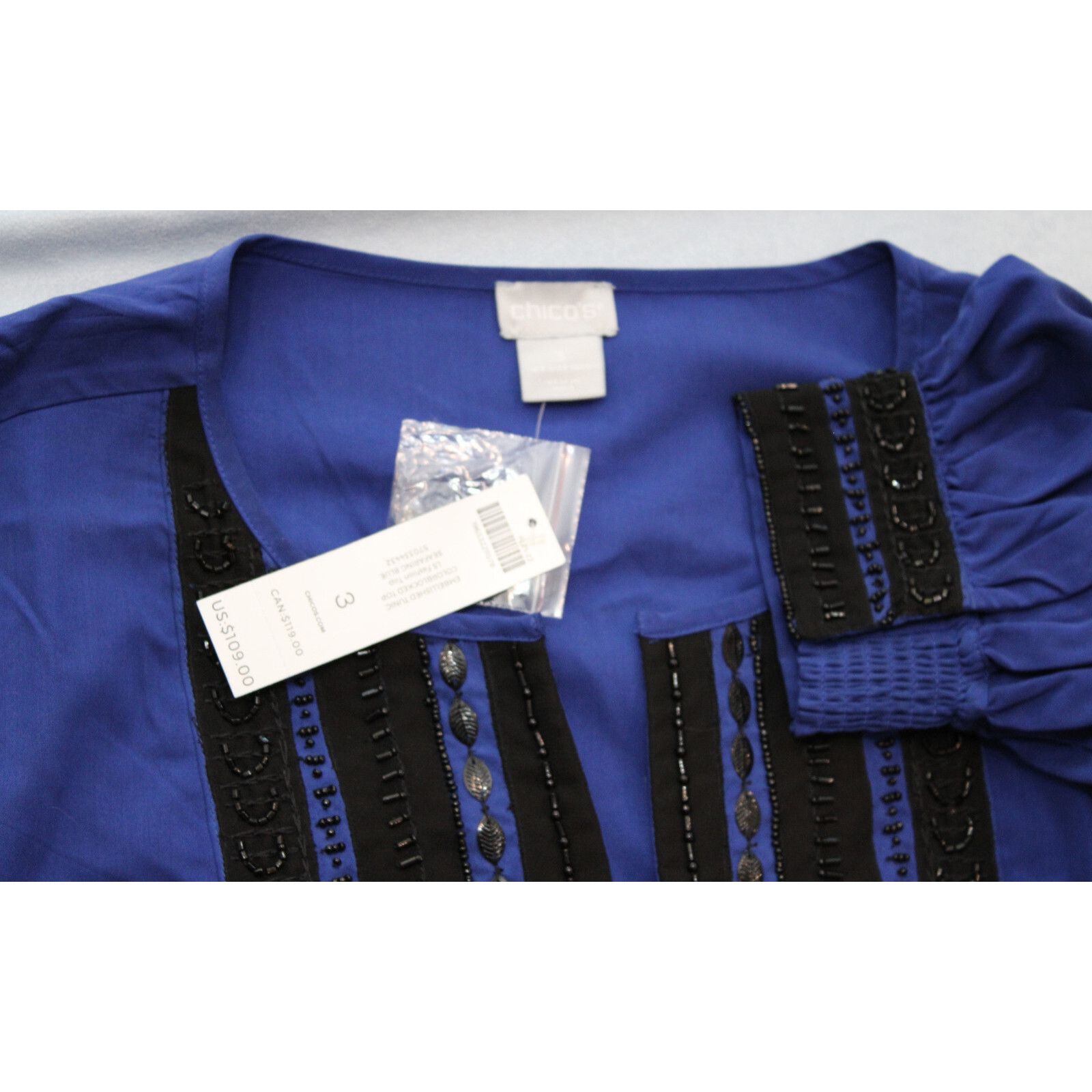 Chicos CHICOS Embellished Blouse Top LS Tunic Sz 3 US 16-18 $109 Size XXL / US 16-18 / IT 52-54 - 4 Thumbnail
