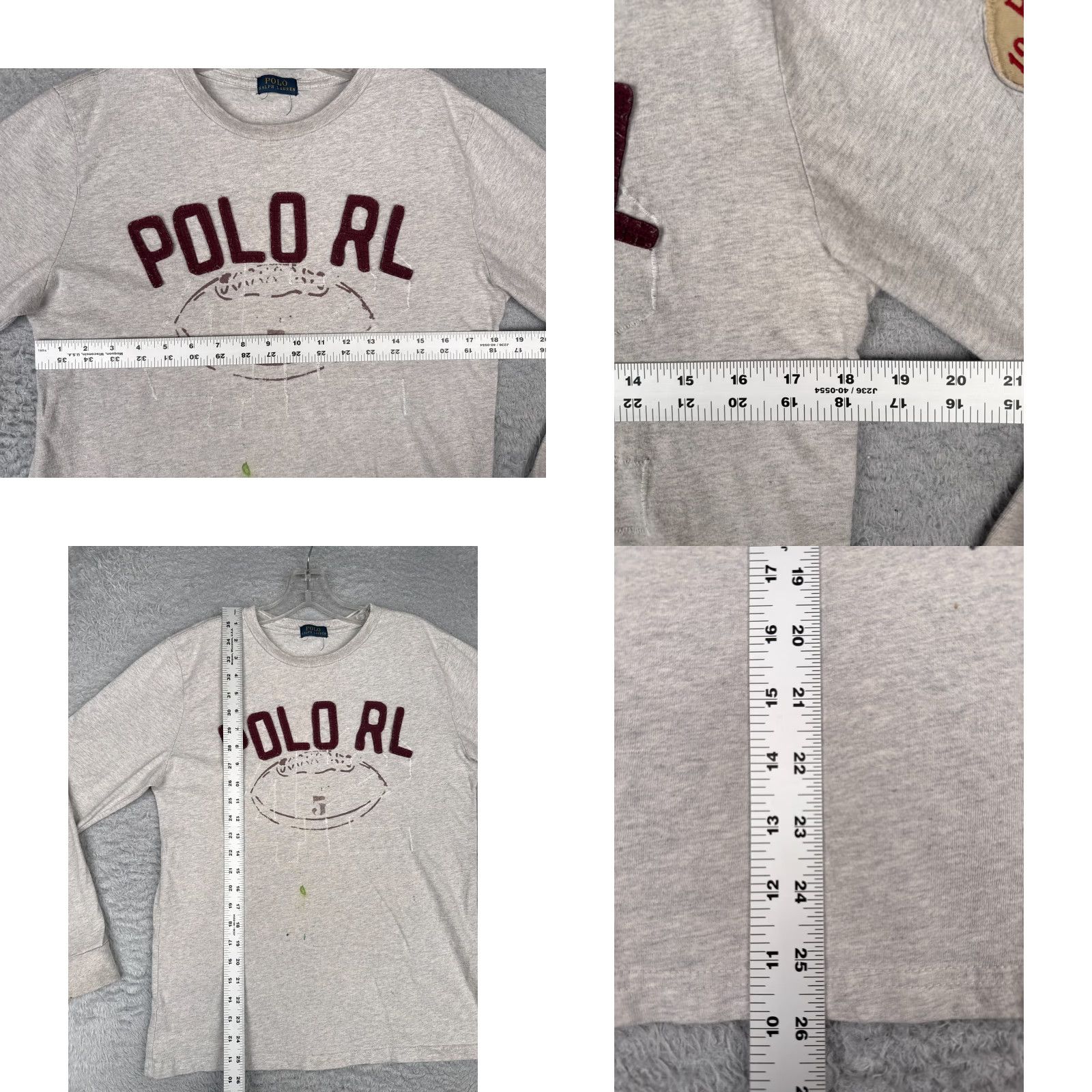 Ralph Lauren Polo Ralph Lauren Shirt Men Small Gray Spellout Logo Crew Long Sleeve #42 READ Size US S / EU 44-46 / 1 - 8 Thumbnail