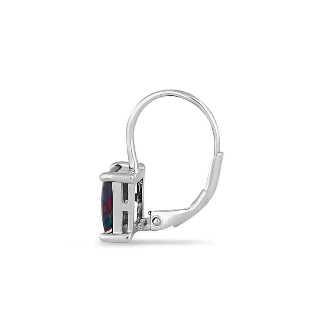 Other Sterling Silver Elegant Black Fire Opal Square Earrings New Size ONE SIZE - 4 Thumbnail