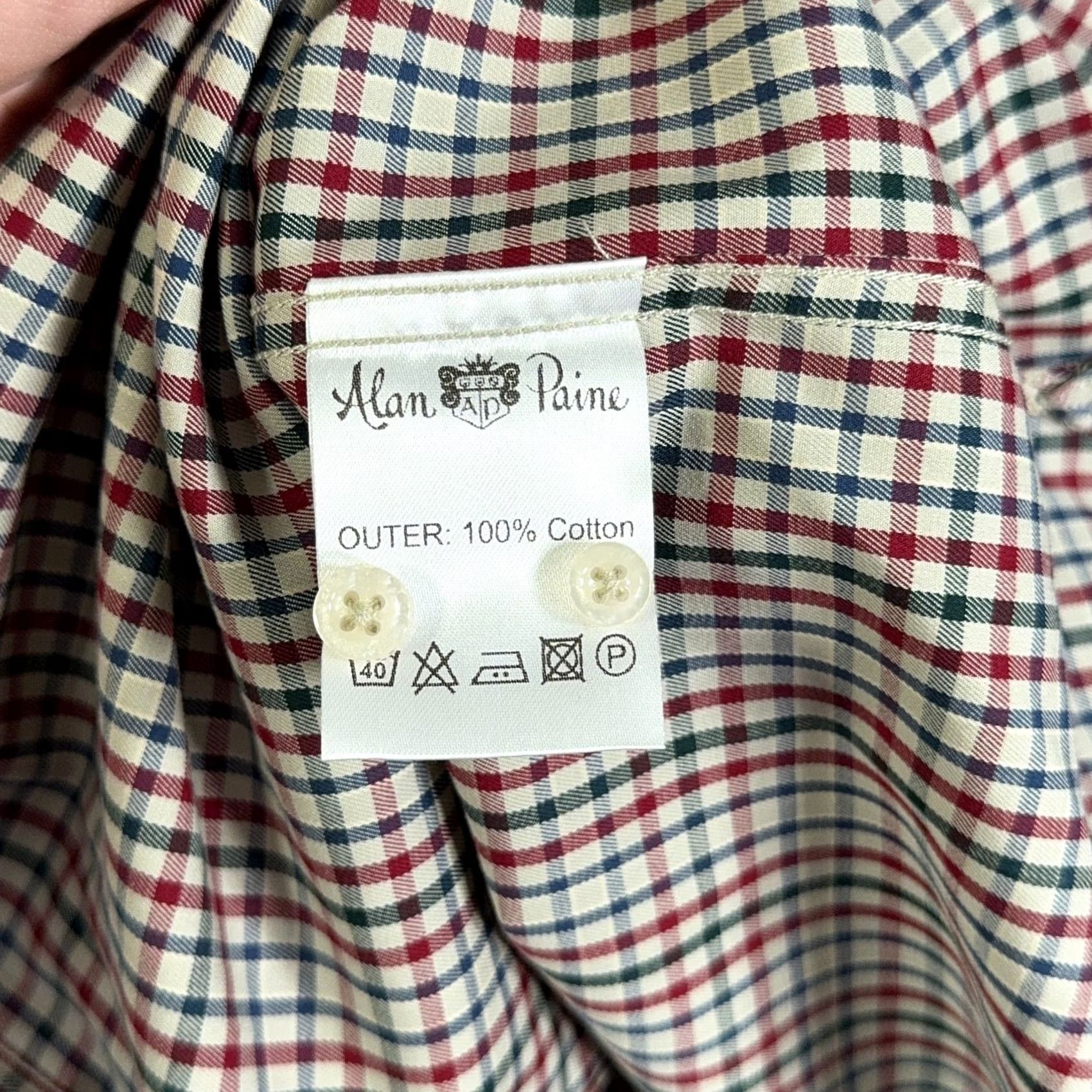Vintage Alan Paine Shirt Mens 2XL Plaid Check Long Sleeve Cotton Button-Up Shirt Mens Size US XXL / EU 58 / 5 - 7 Thumbnail