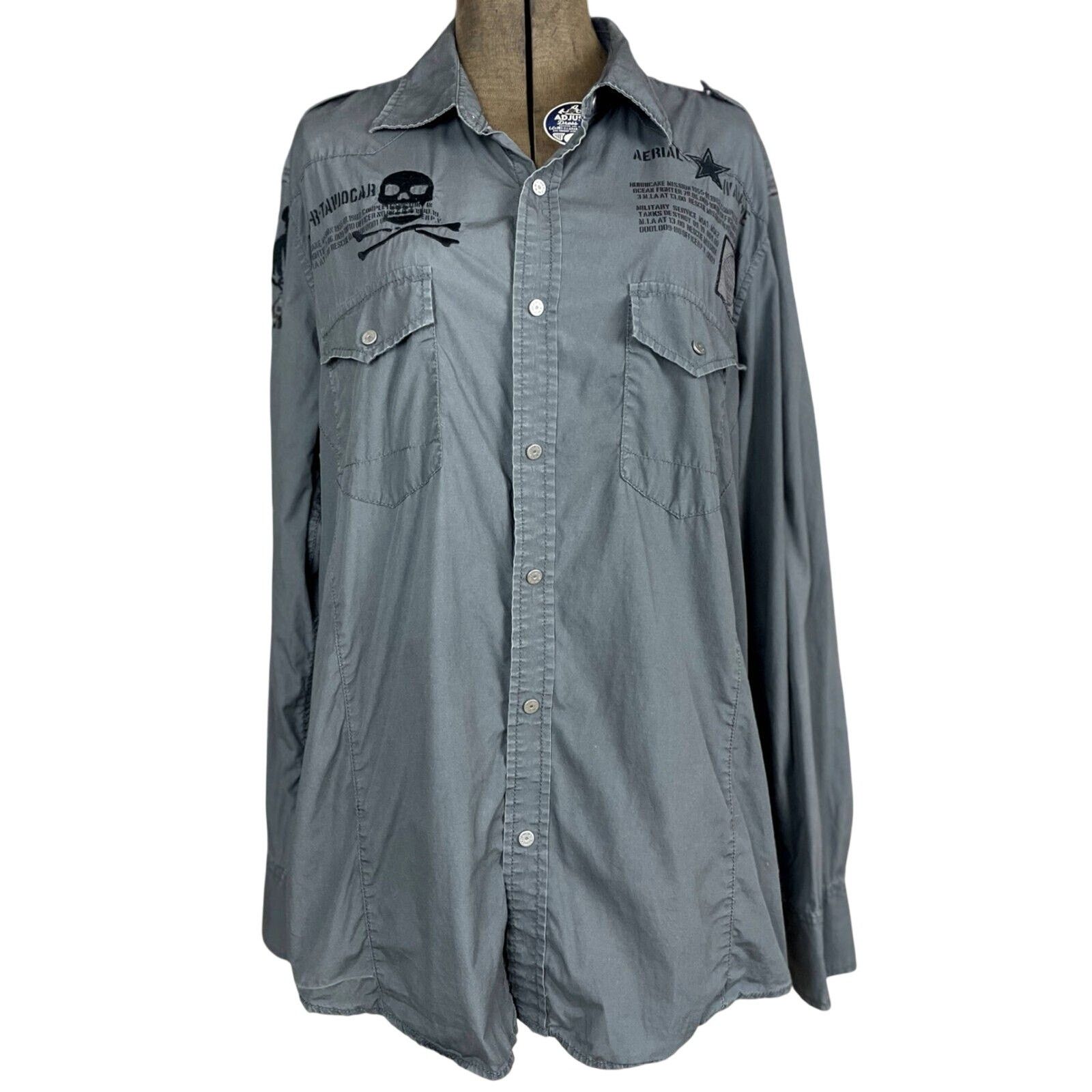 I.N.C Gray Snap Long Sleeve Embroidered Mens (L) Y2K Streetwear Size US L / EU 52-54 / 3 - 3 Thumbnail