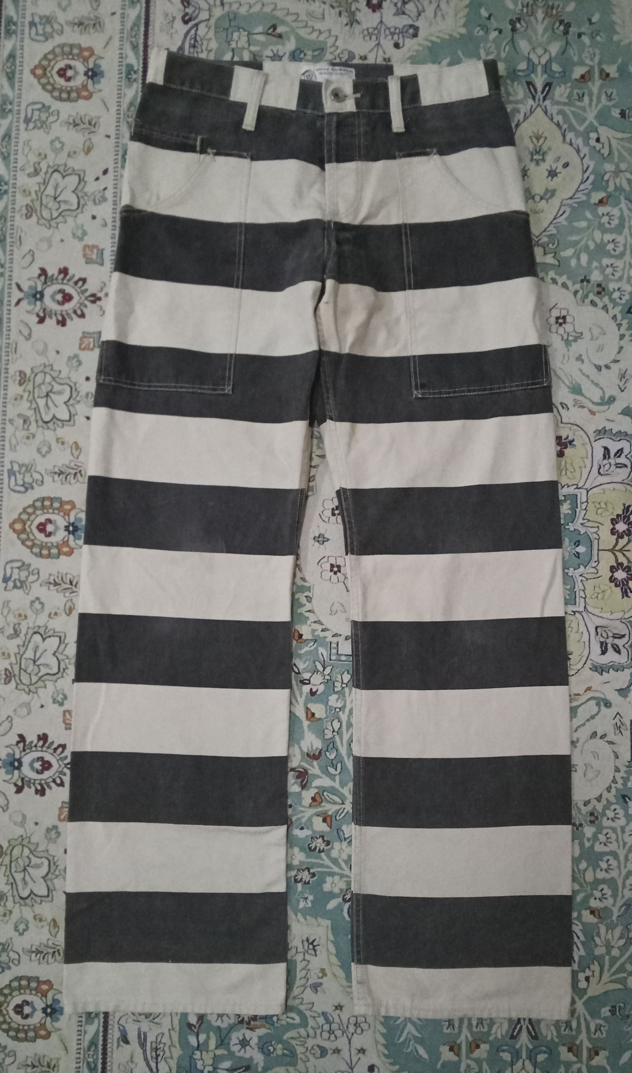 Japanese Brand Road Runner Duck Canvas Prisoner Stripe Rare Pants Size US 31 - 1 Thumbnail