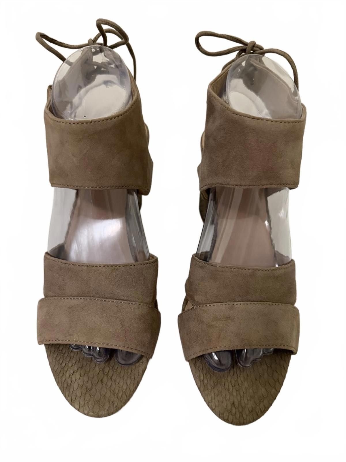 Other FRANCO SARTO Taupe Suede Block Heels with Ankle Tie Size US 8 / IT 38 - 5 Thumbnail